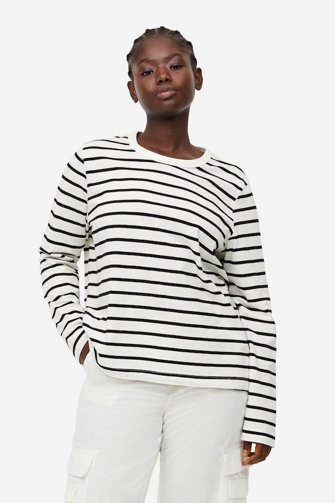 Cotton jersey top - White/Black striped/White/Green striped/Black/Cream striped/Pink/Striped/dc - 1