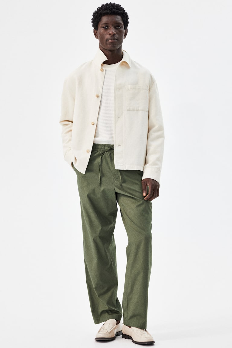 Relaxed Fit Poplin Pants Khaki green Men H&M AU