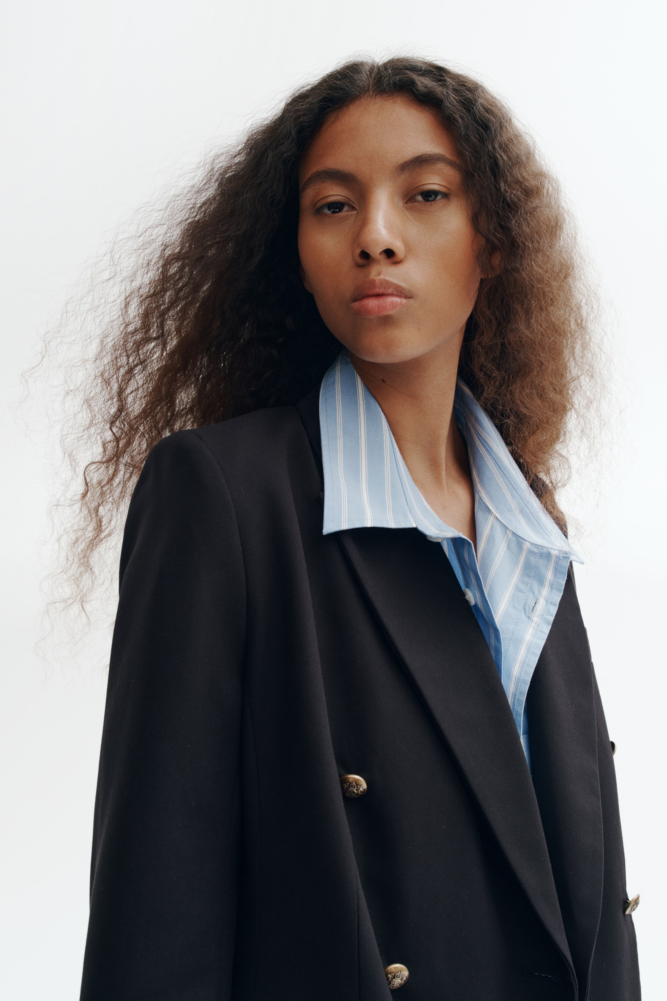 Double-Breasted Twill Blazer