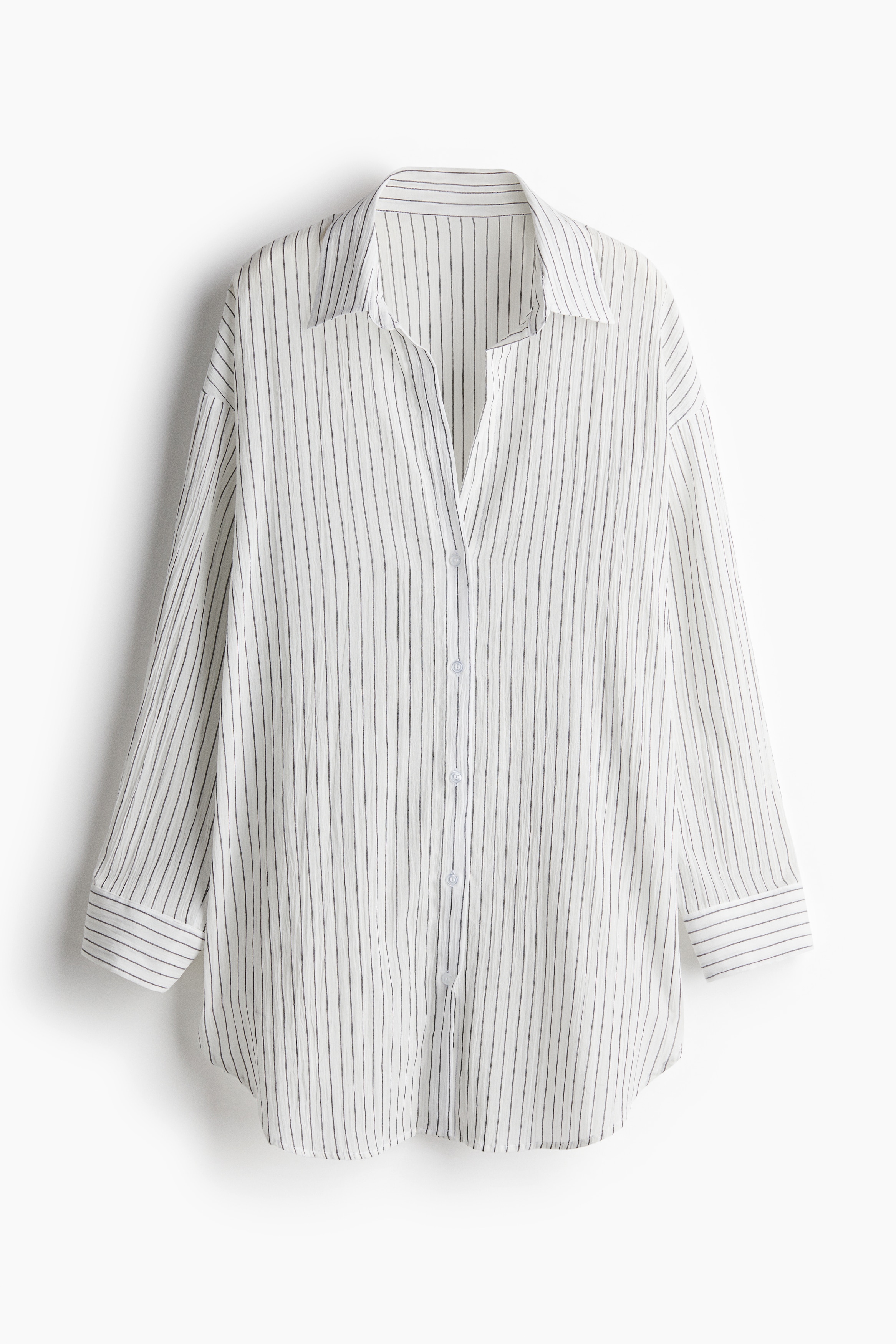 Pamuklu Uzun Gömlek - Beyaz/İnce çizgili/Beyaz/Siyah/Beyaz/Kırmızı çizgili