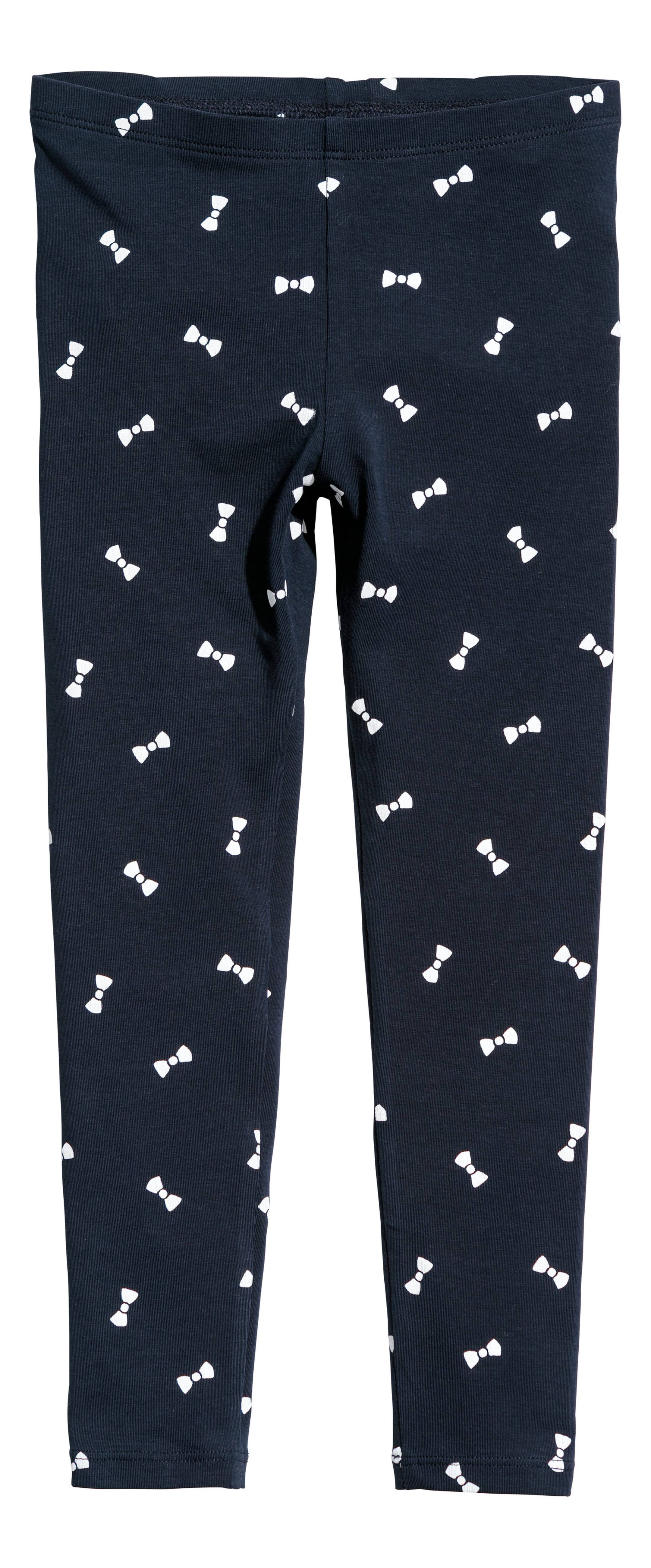 View larger image: Jersey leggings - Dark blue/Bows - Kids | H&M GB 1