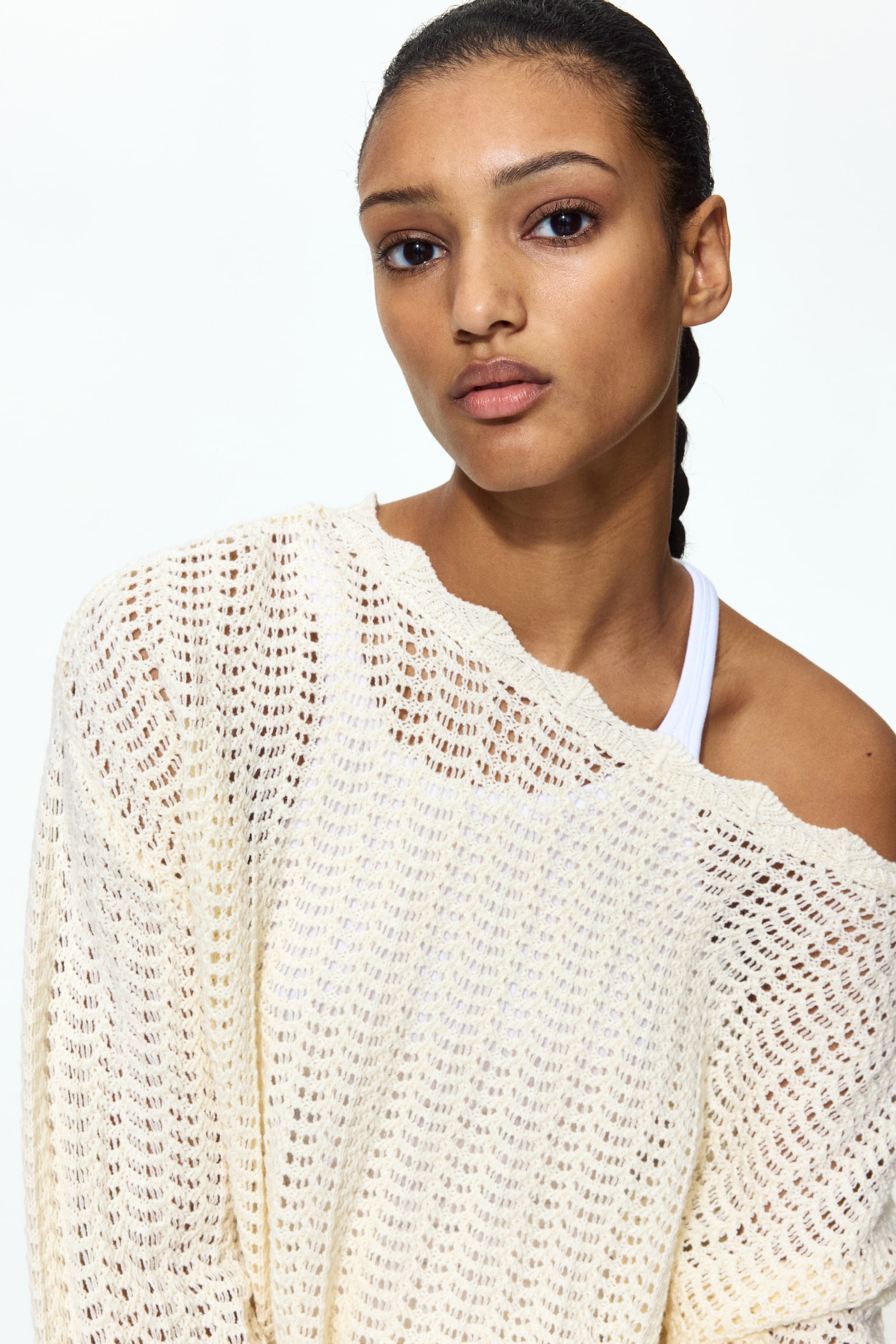 Pointelle-knit jumper - Light beige - 6