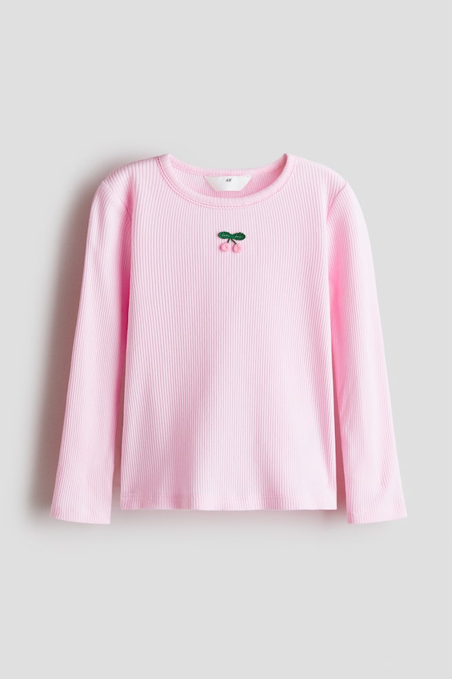 Ribbed Cotton Top - Pink/cherries - 1