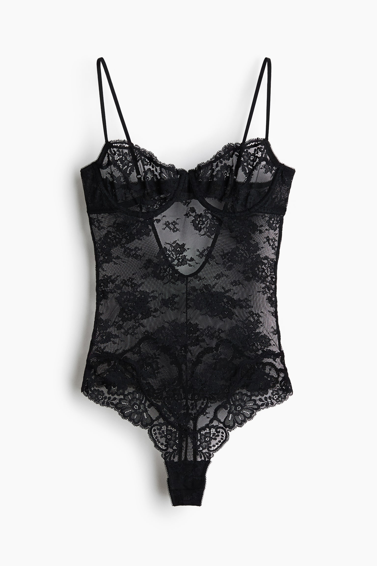 Dantel Thong Body - Siyah