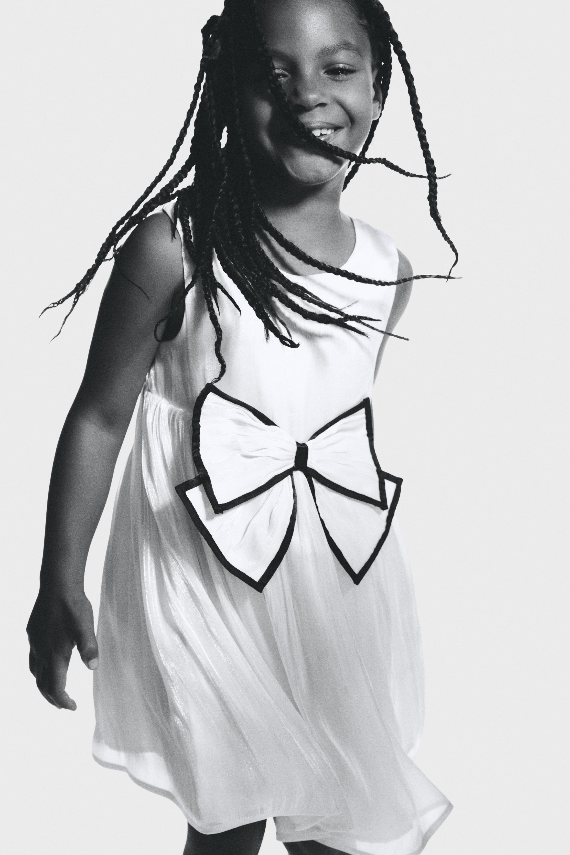 Girls - White Bow-Detail Organza Dress - Size: 7 (7-8Y) - H&M