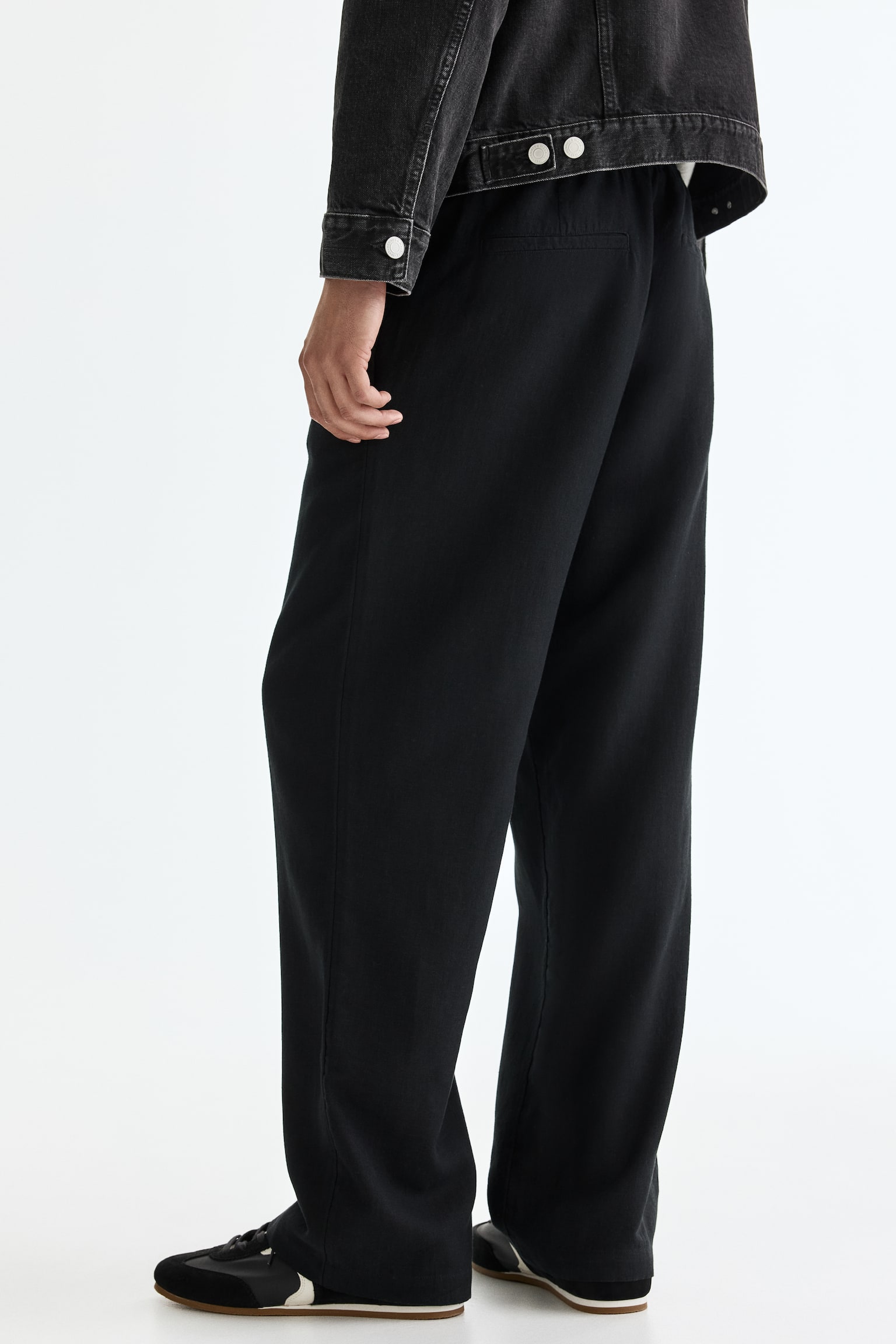 Relaxed-Fit Linen-Blend Pants - Black/White/striped/Light brown/White - 4