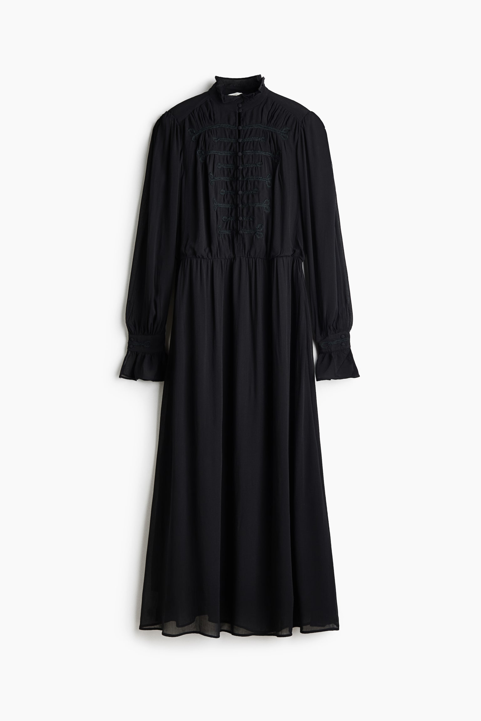Vestido em viscose com aplicações - Preto - 1