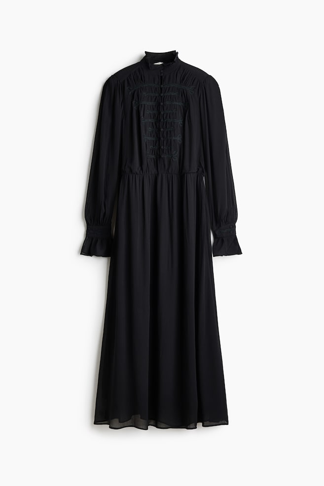 Appliquéd viscose dress - Negro - 1