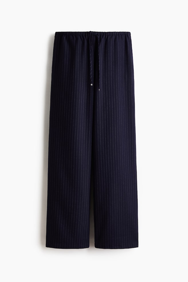 Pantalón con cordón de ajuste - Azul oscuro/Franjas estrechas/Gris oscuro/Diseño de espiga - 1
