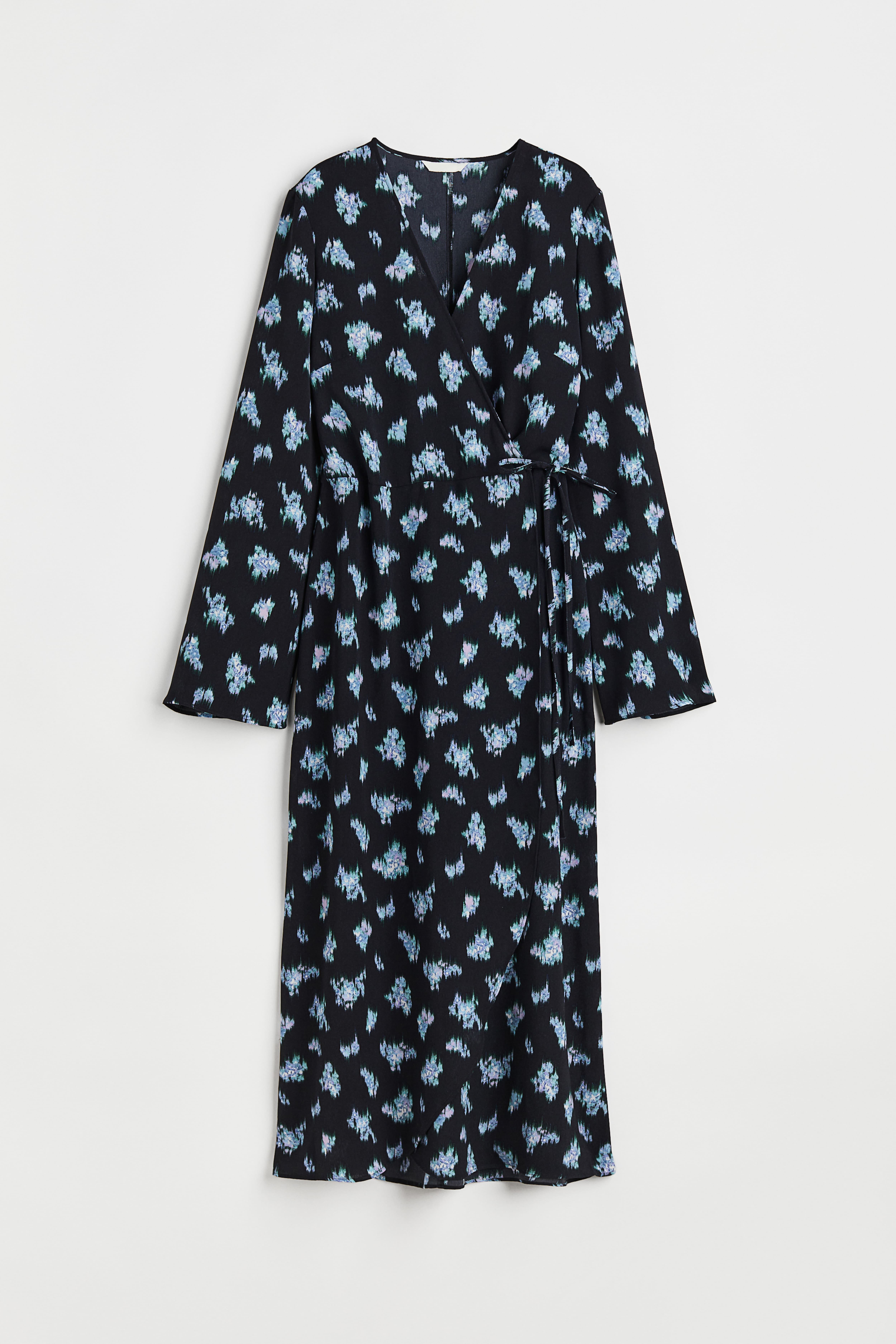 H&m blue floral wrap shops dress