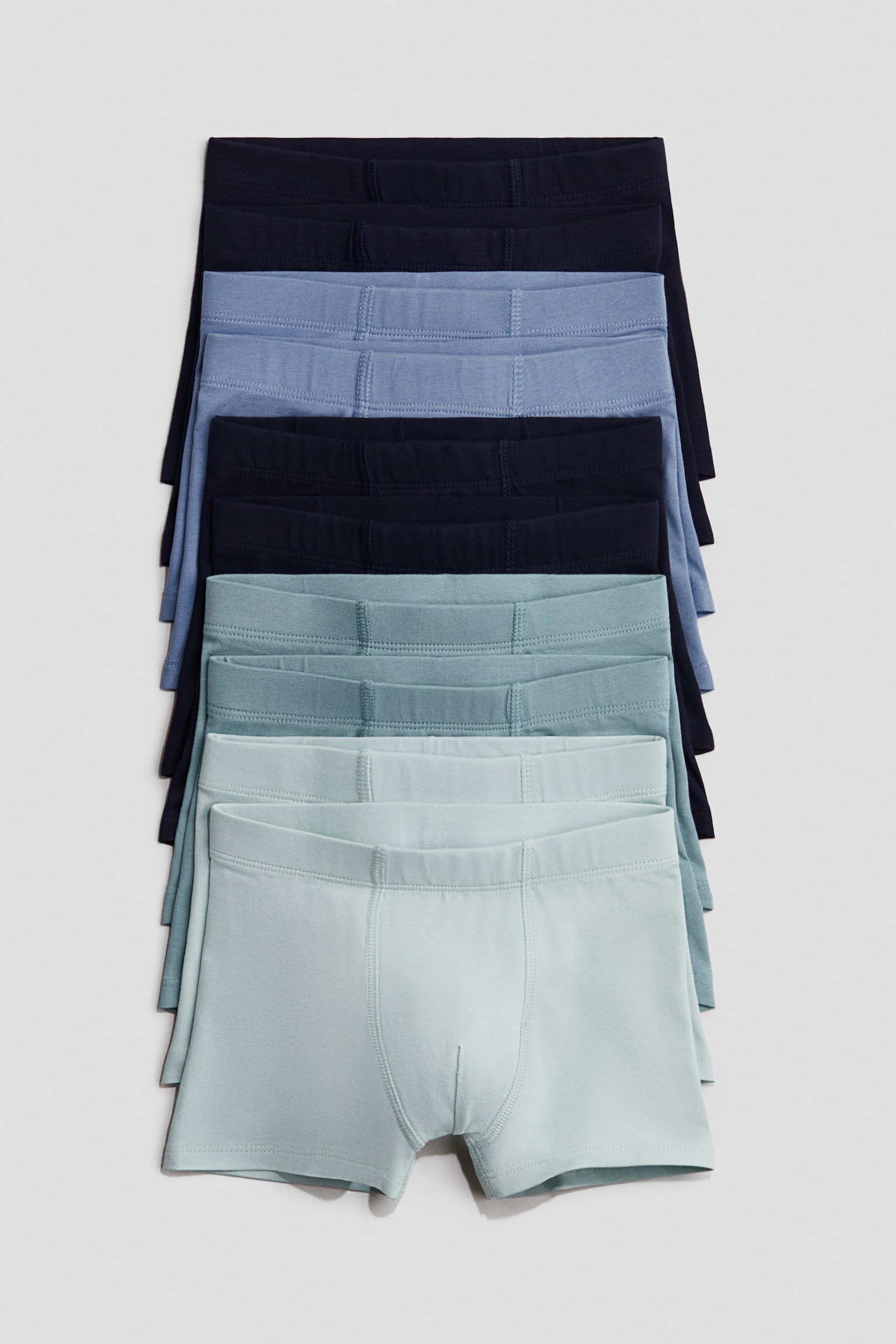 Lot de 10 boxers - Bleu marine/vert menthe/Bleu/gris clair chiné/Vert clair/vert foncé/Bleu/vert menthe