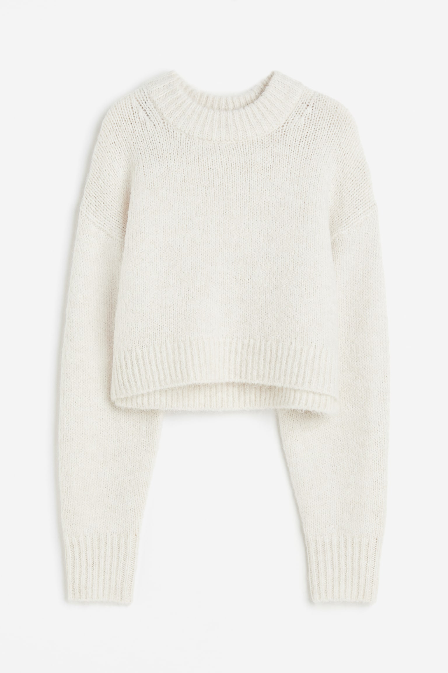 Cropped jumper - Natural white/Light pink/Dark grey marl/Brown - 1