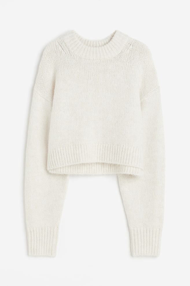 Cropped jumper - Natural white/Dark grey marl/Brown/Light pink - 2