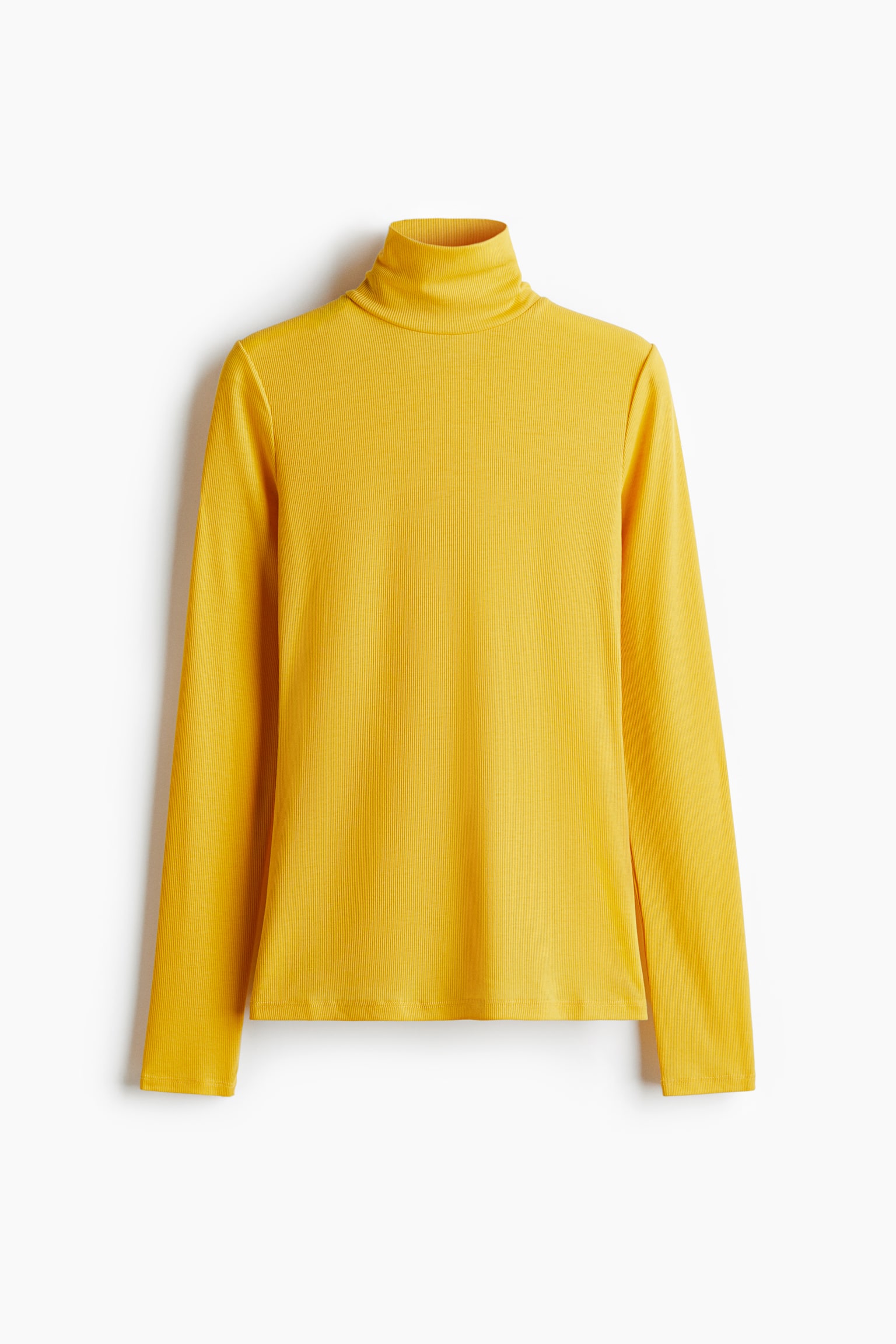 Rib-knit turtleneck top - Yellow - 2