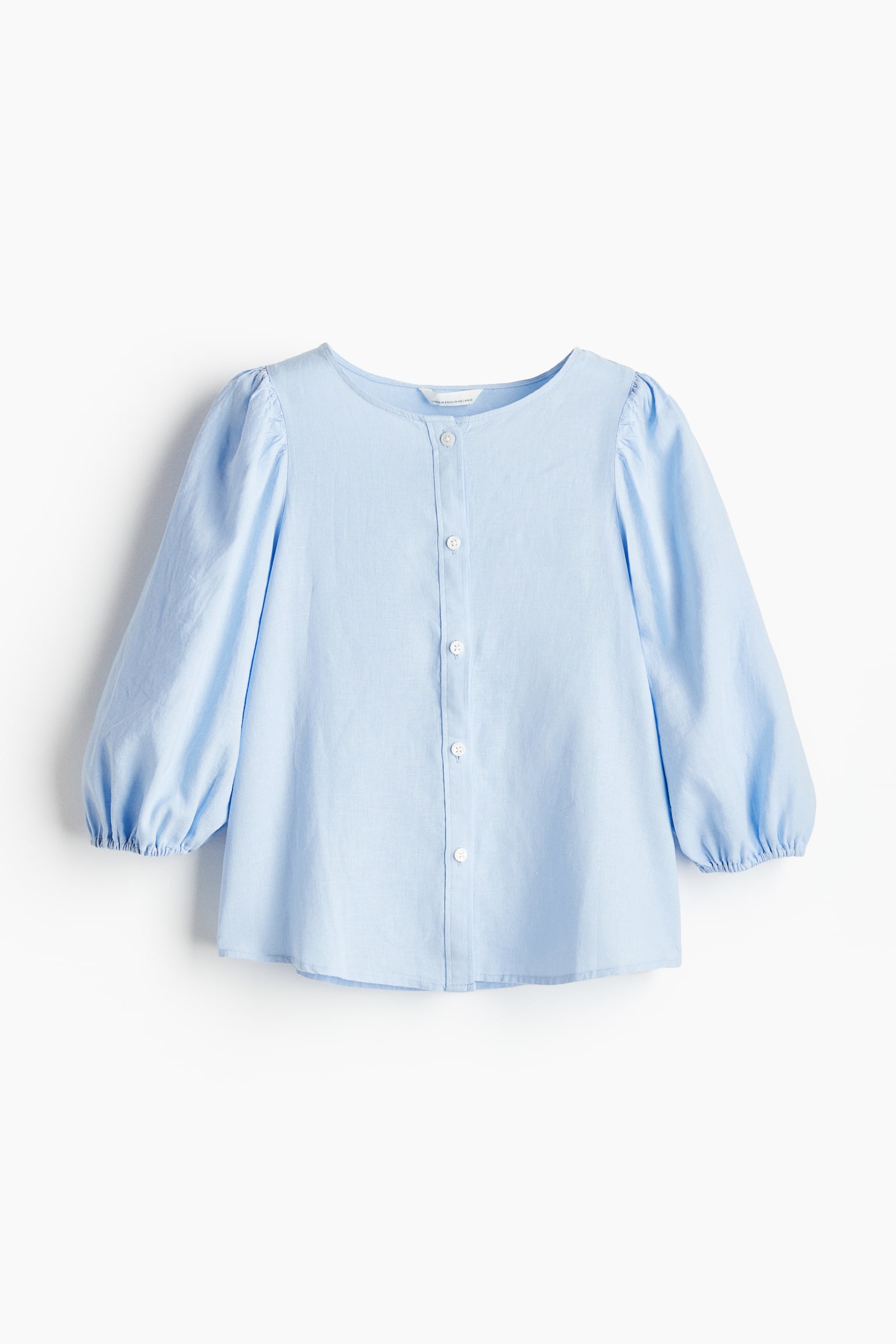 Linen Blend Blouse - Light blue/White/Blue pattern - 2