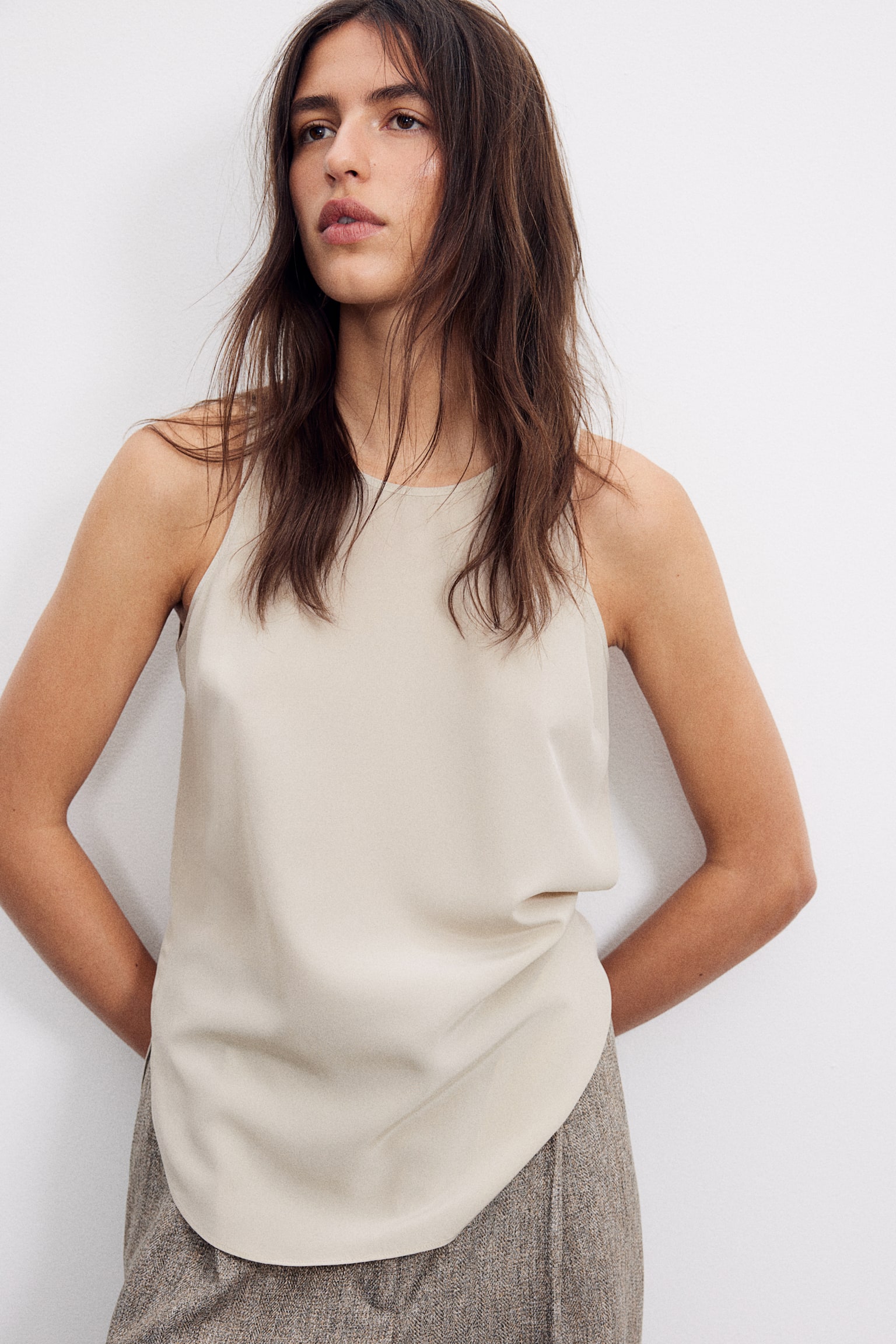 Silk Crêpe Top - Light beige/Black/Khaki beige/Dusky green/Cerise/Light beige - 5