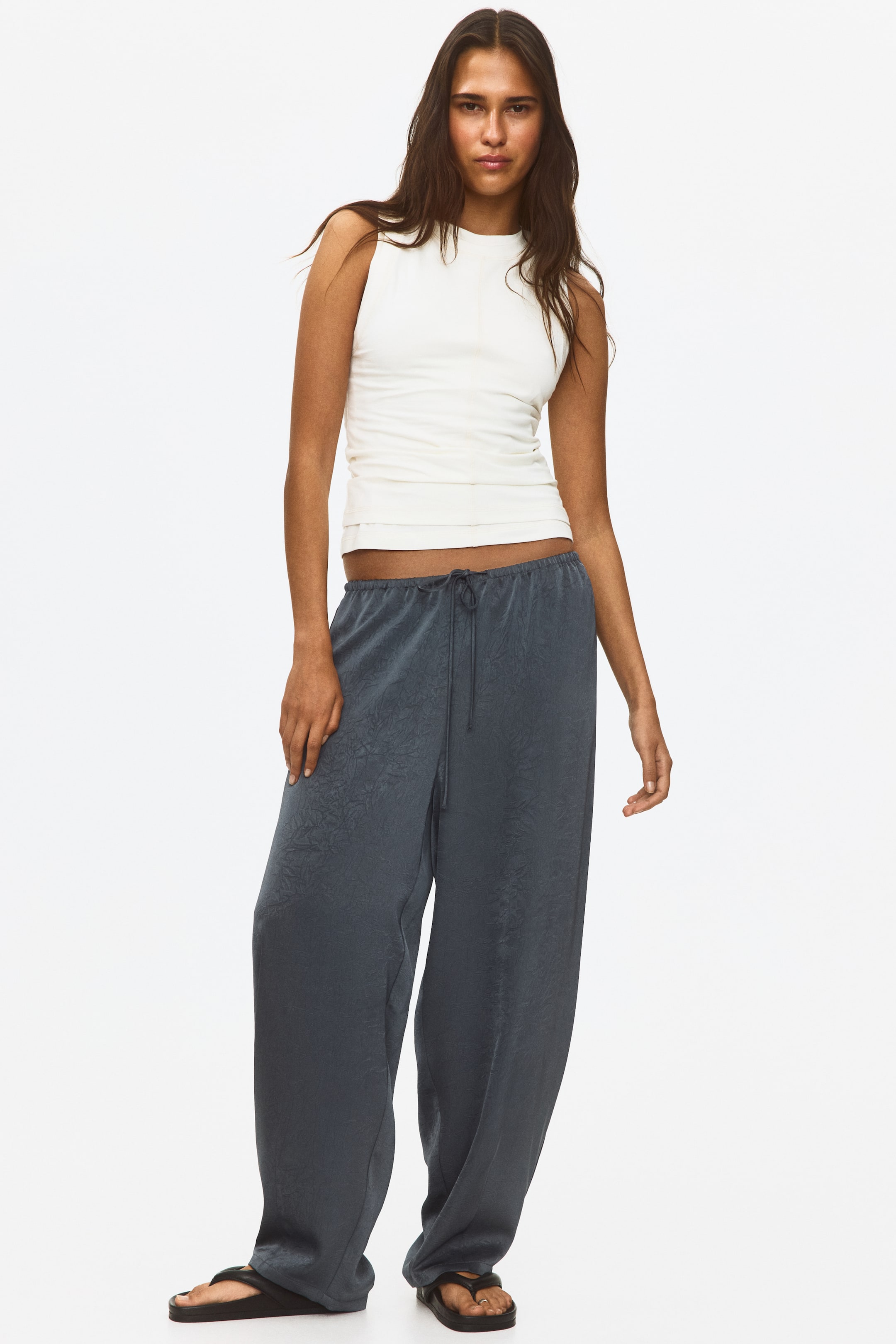 Crinkled Satin Pants