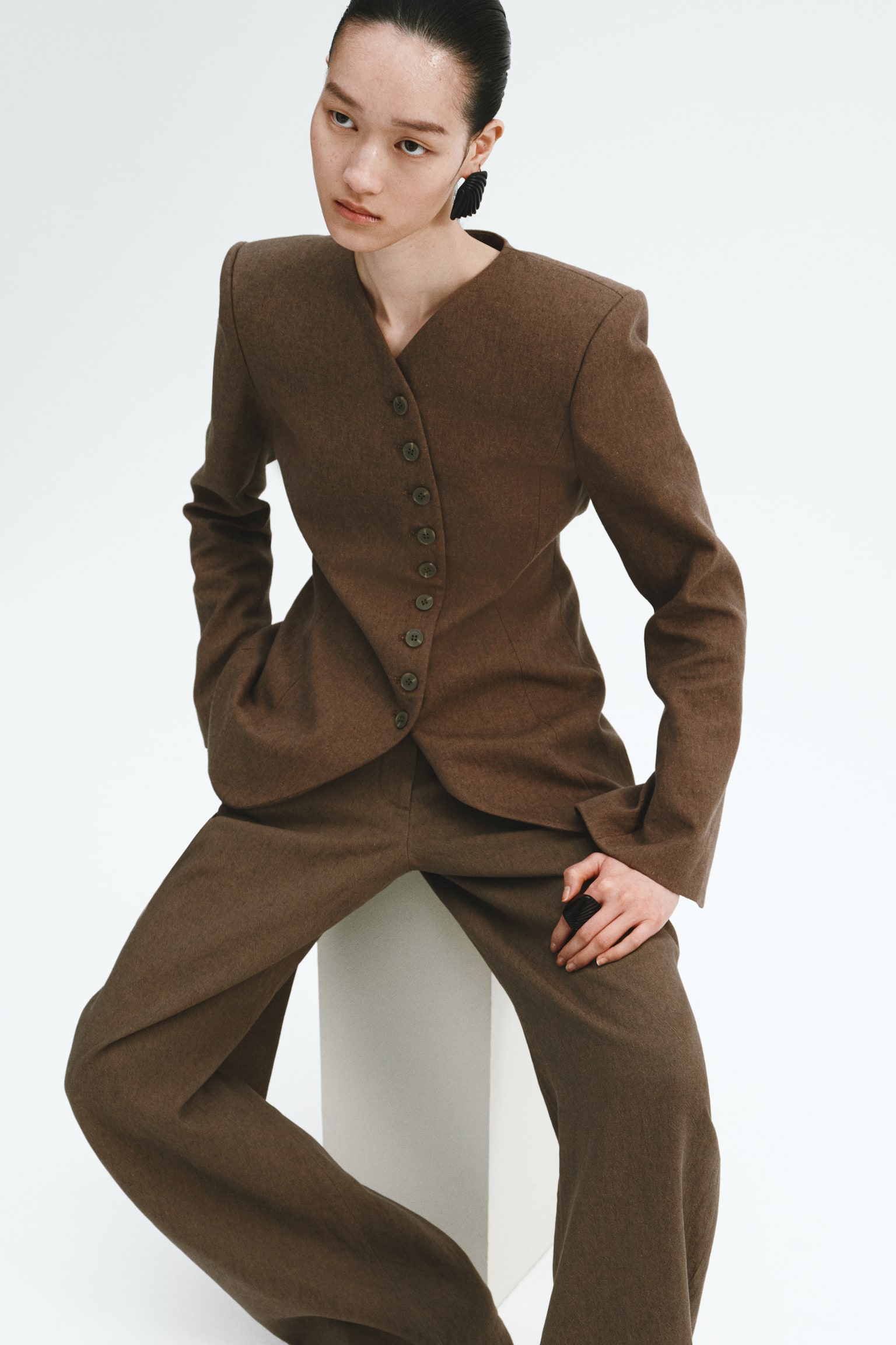 Linen-blend balloon trousers - Dark mole - 7