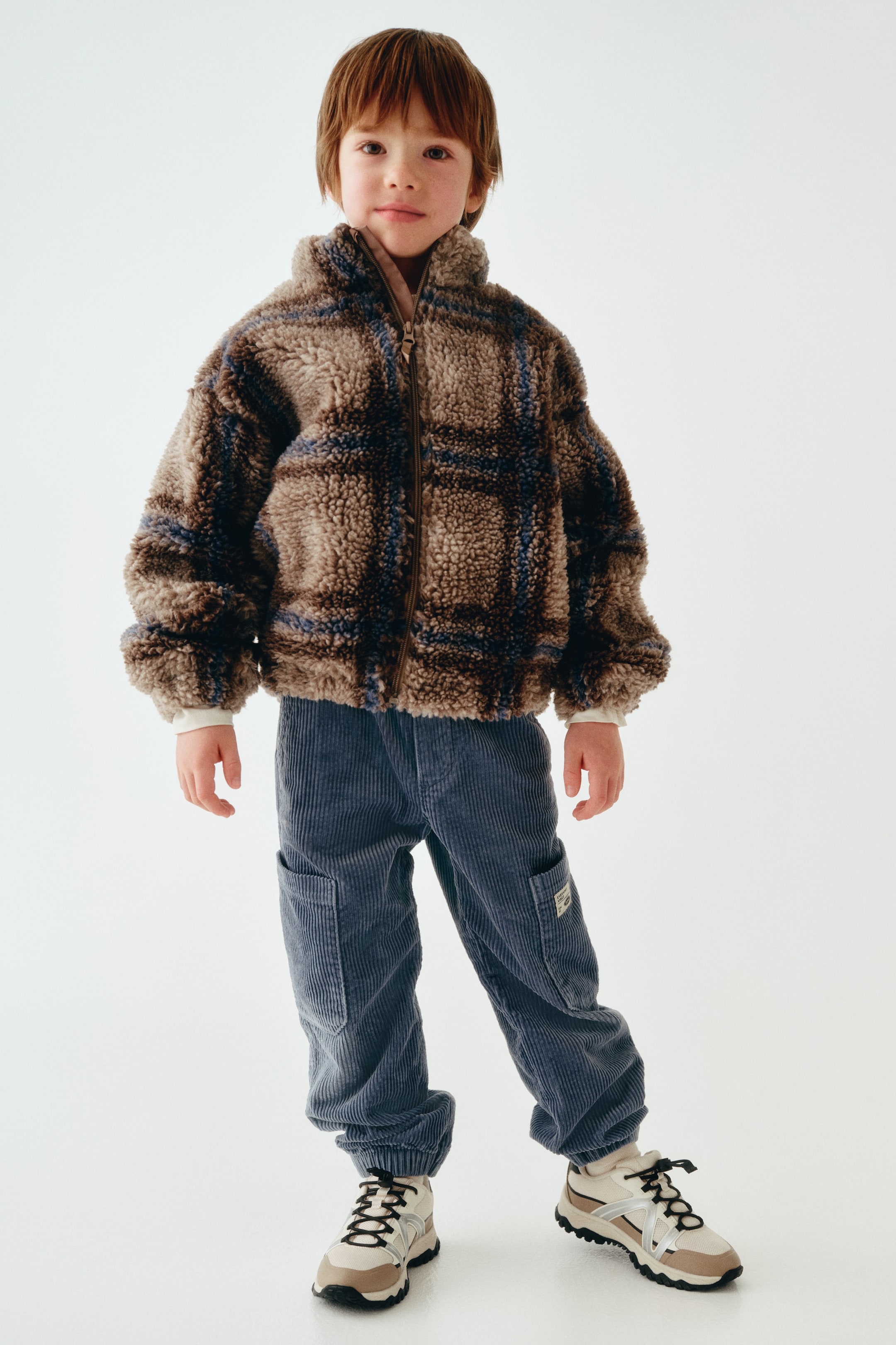 View larger image: Corduroy cargo trousers - Dusty blue - Kids | H&M 1