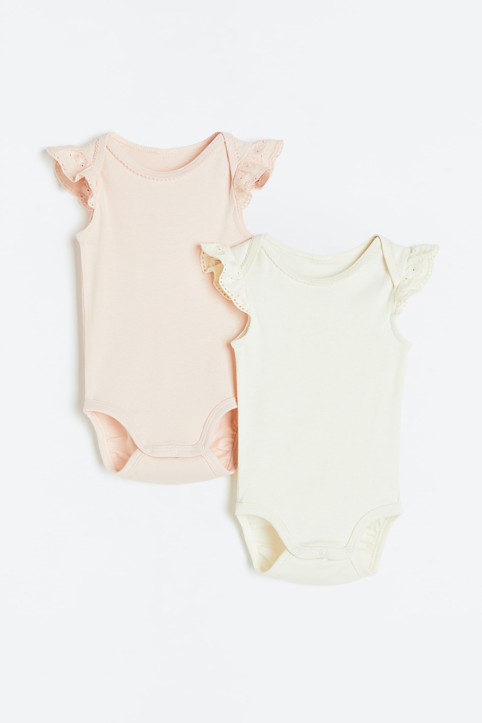 2-pack picot-trim bodysuits - Light pink/Cream/Beige/Birds - 1