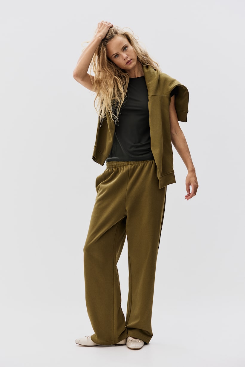 Women's Green Pants Wide Leg, Cargo Flare H&M US