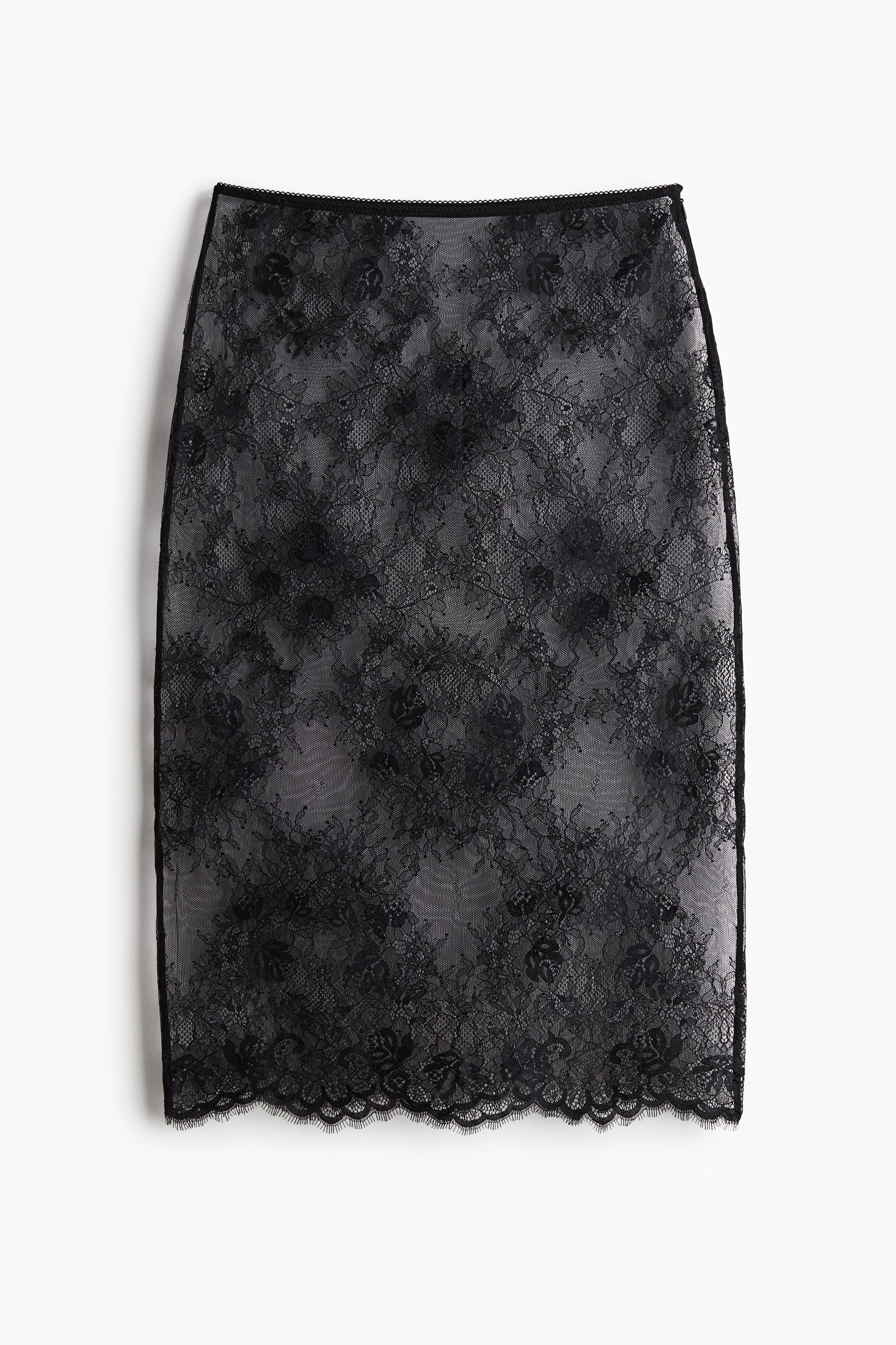 Saia midi em renda - Preto