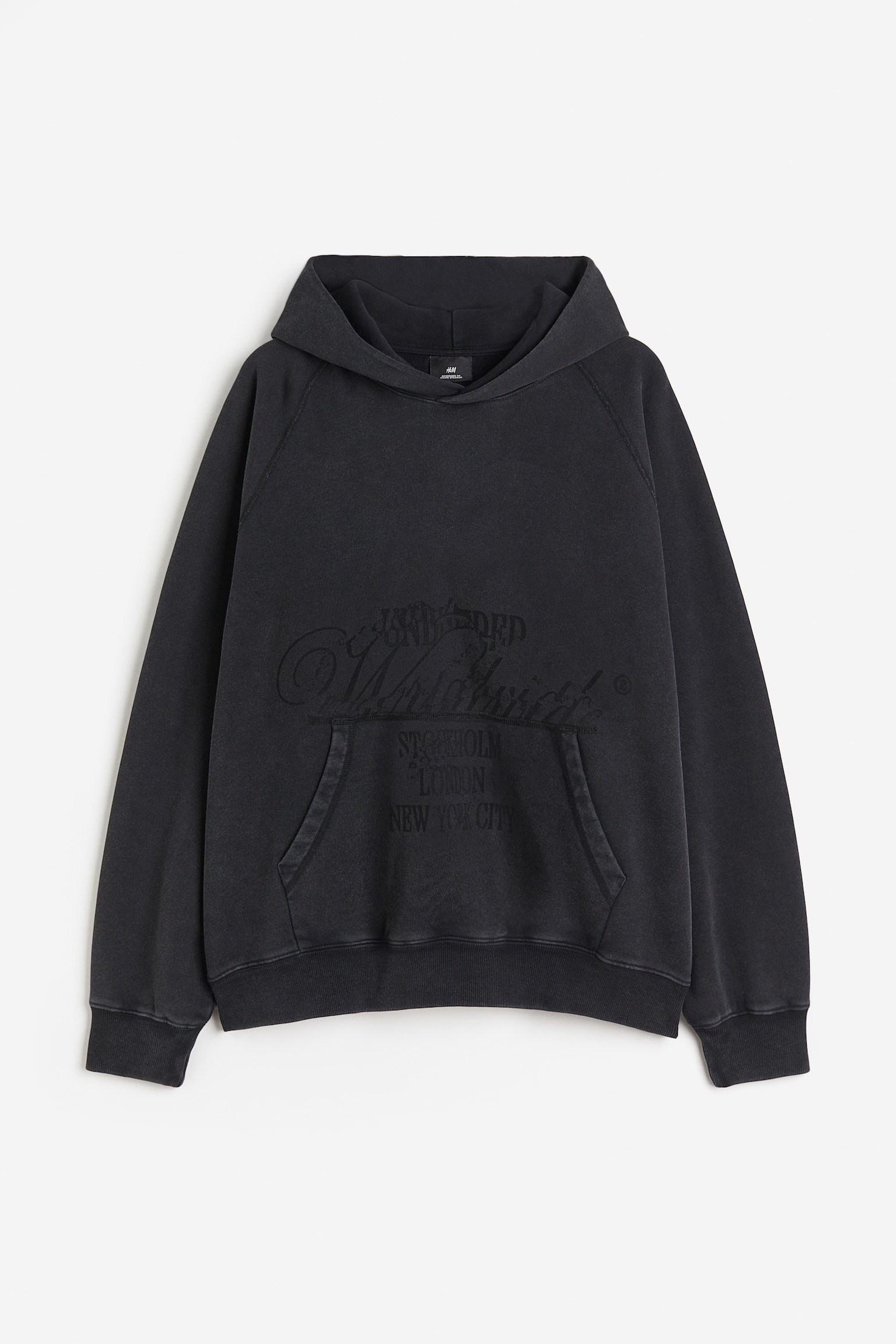 Oversized Fit Print Hoodie - Black - 1