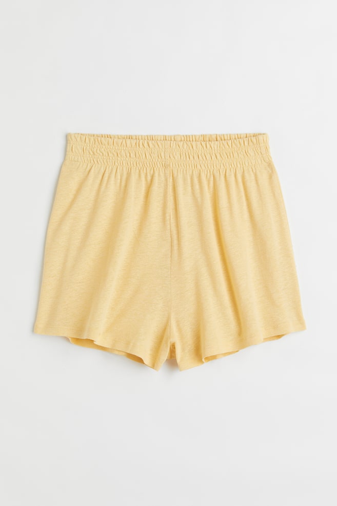 Shorts in misto lino - Giallo chiaro/Bianco - 1