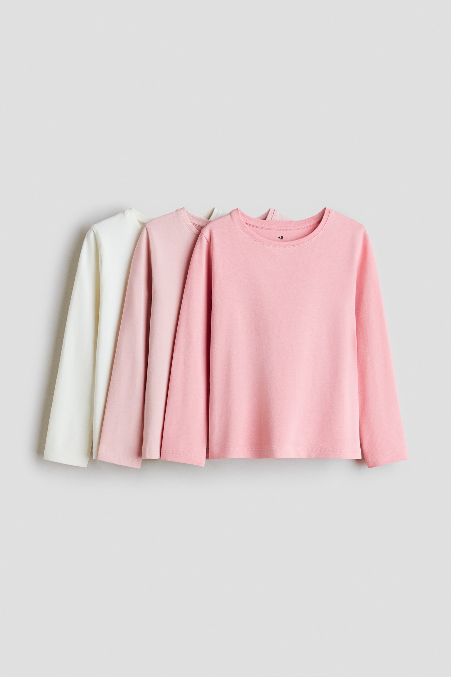 롱 슬리브 탑 3피스 세트 - 핑크/화이트/다크 레드/하트/라이트 베이지 멜란지/화이트/블랙/다크 그레이/라이트 핑크 도트/화이트/그레이 멜란지/블랙/핑크/라이트 블루/핑크/하트