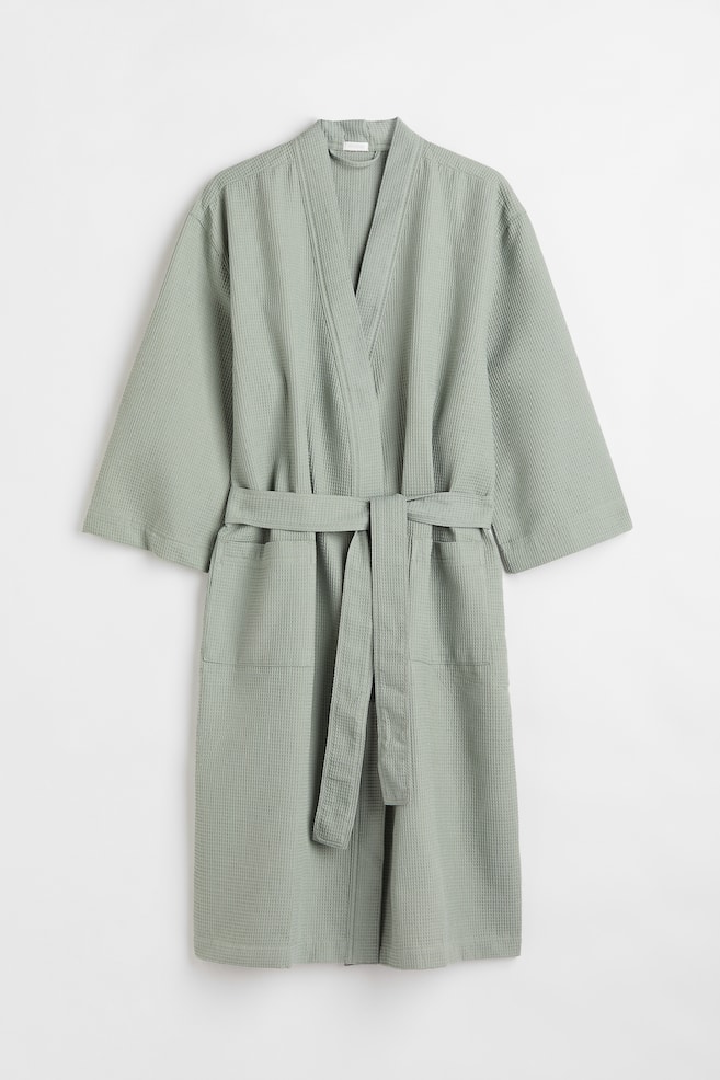 Waffled dressing gown - Light sage green/Graphite grey/Dark grey/Light beige/dc/dc/dc/dc/dc - 1