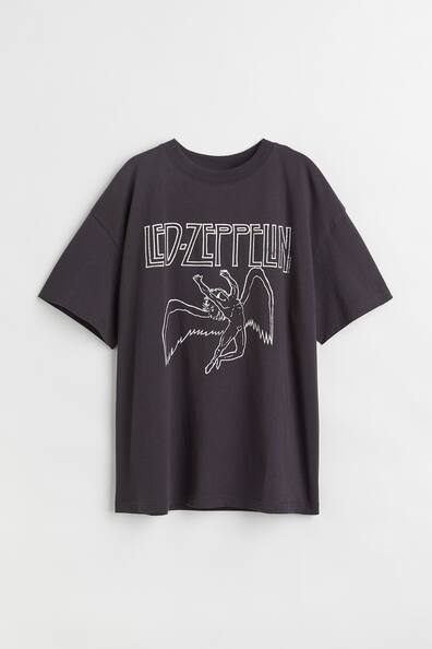 Oversize-T-Shirt mit Druck - Rundausschnitt - Kurzarm - Dunkelgrau 