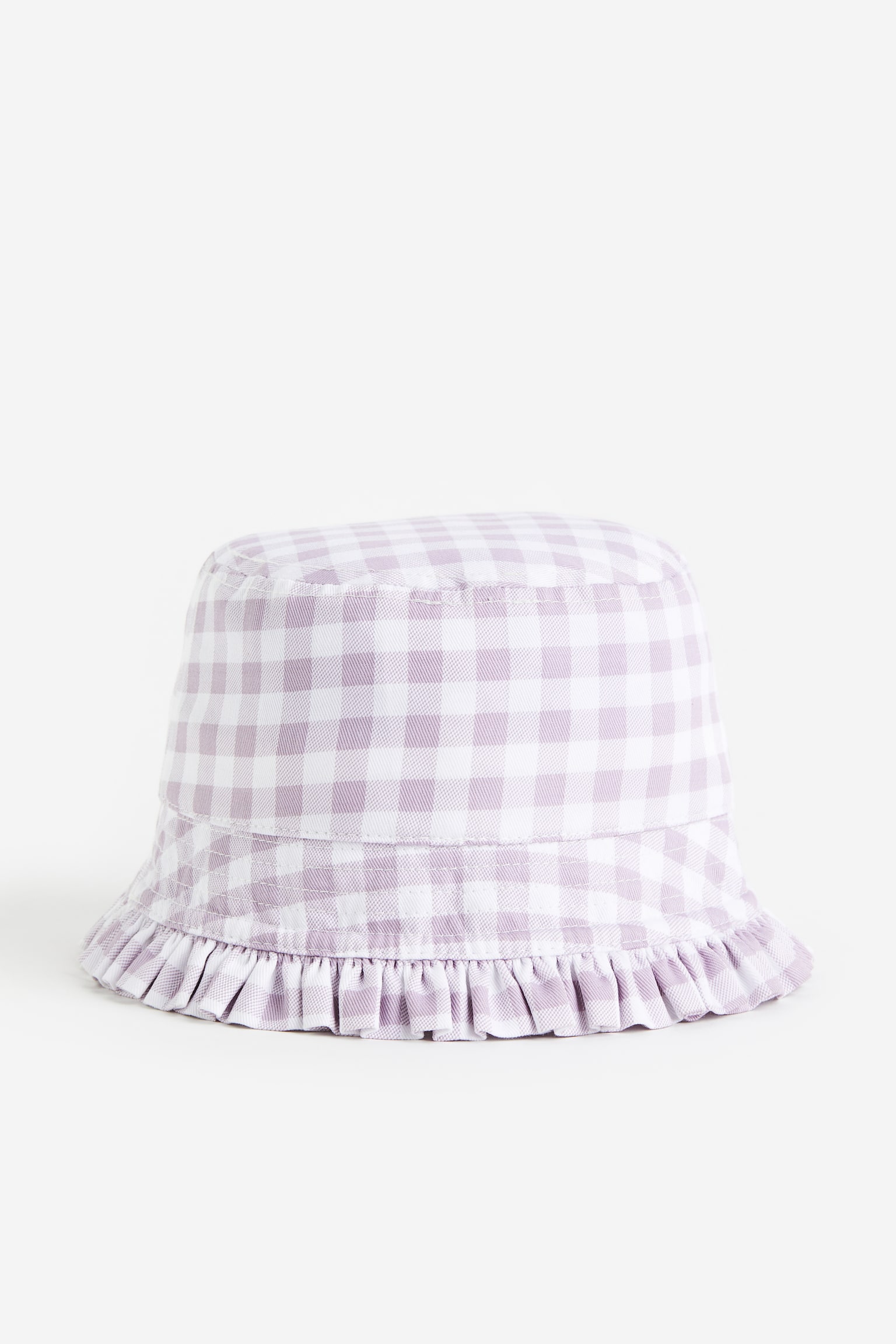 Frill-trimmed bucket hat - Lilac/Gingham checked - 1