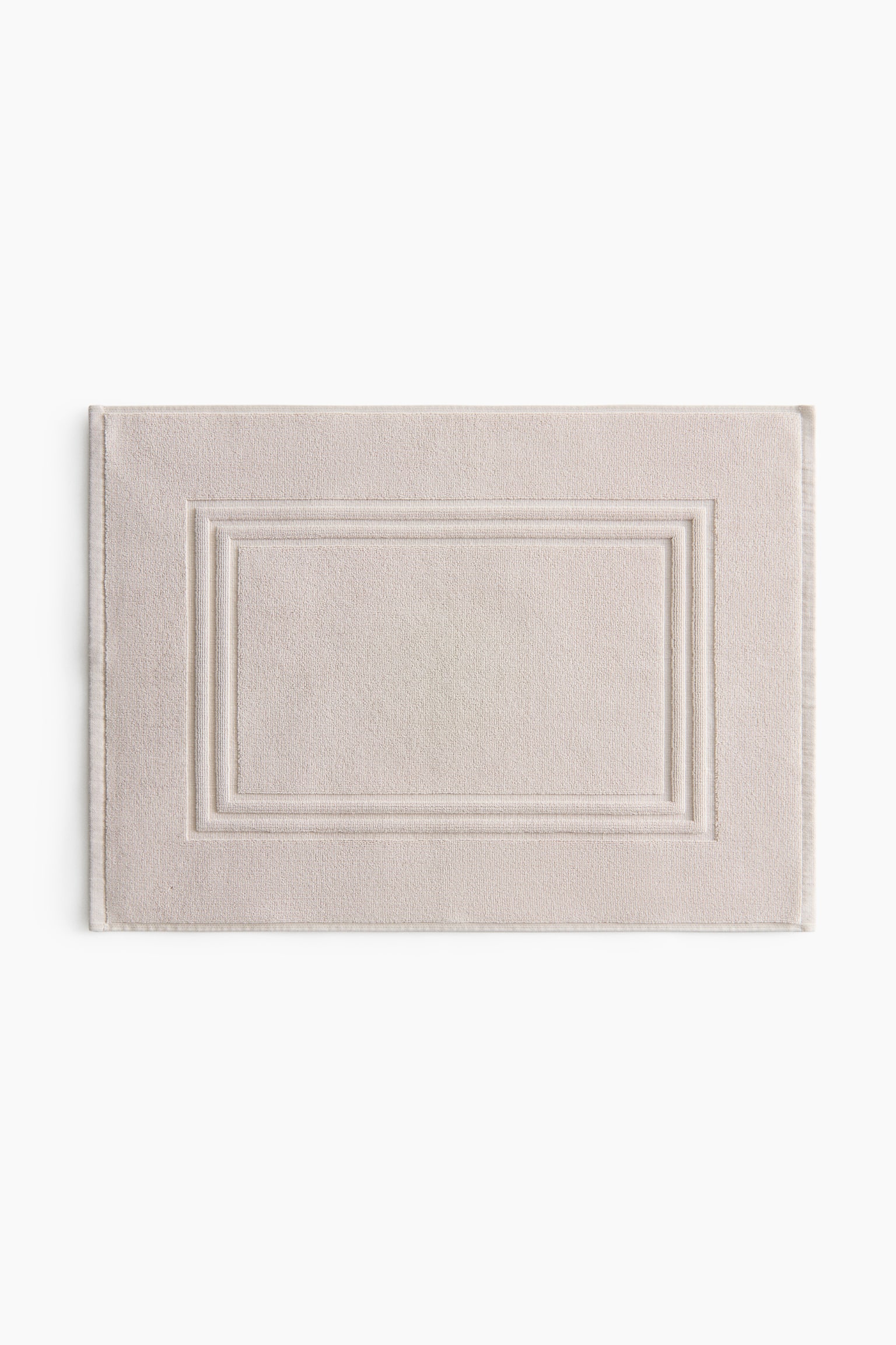 Cotton terry bath mat - Light beige/White