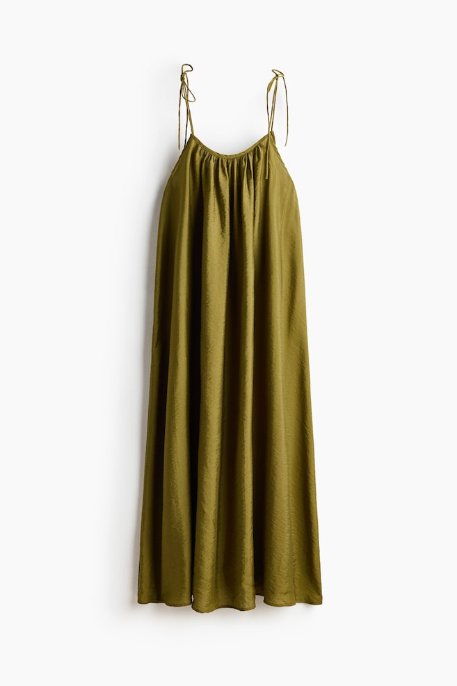 Maxivestido con tirantes de lazo - Verde aceituna - 1