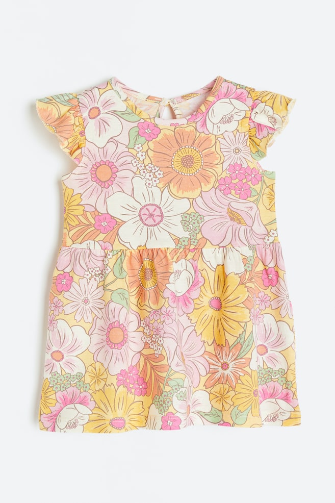 Flounce-trimmed jersey dress - Yellow/Floral/Dark blue/Floral/Natural white/Striped/Light green/Floral/dc/dc/dc/dc/dc/dc/dc/dc/dc - 1