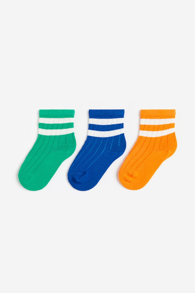 3-pack socks - Bright green/Striped/Brown/Grey marl/Dark green/Striped/Light purple/Striped/dc/dc/dc - 1