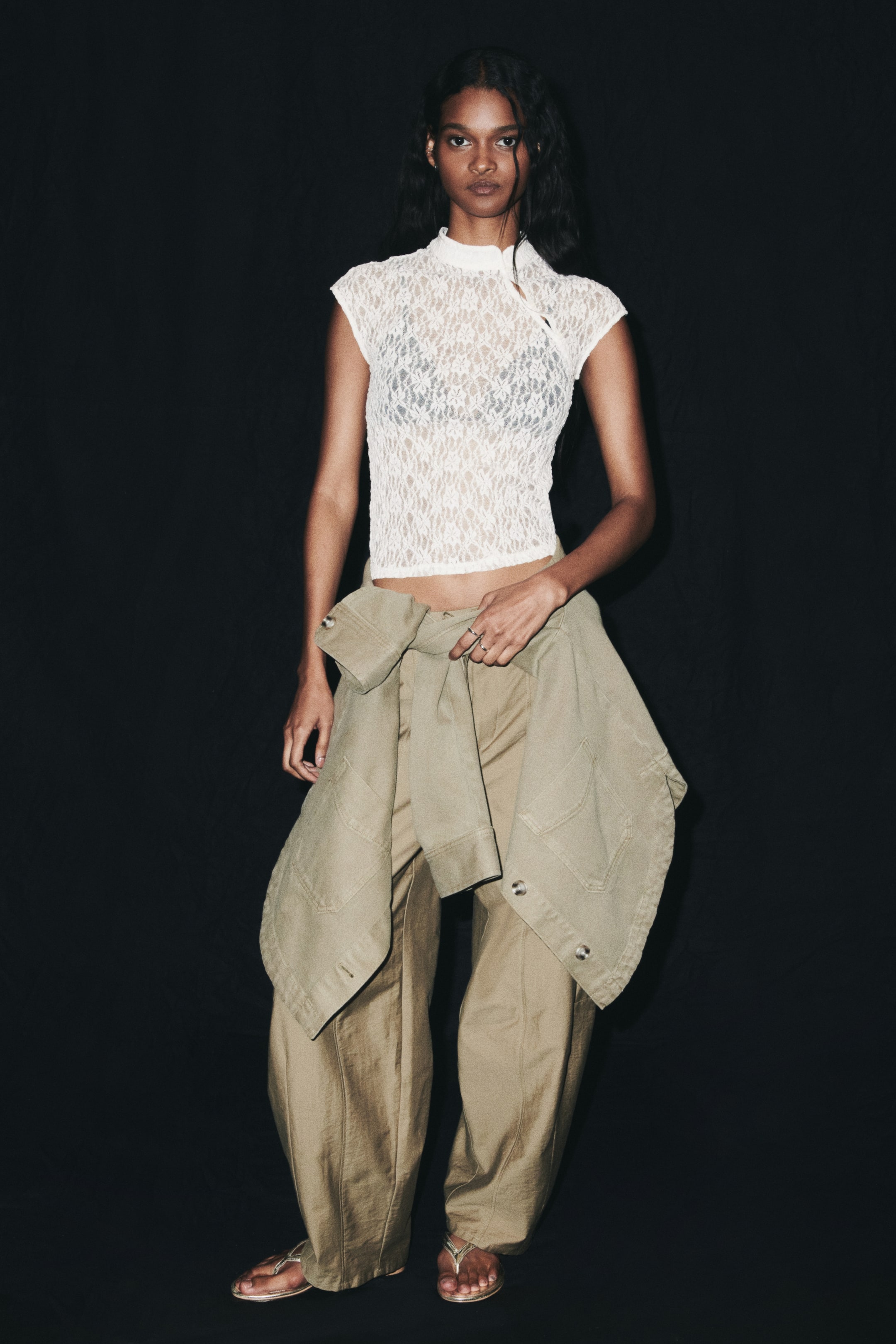 Cap-Sleeved Lace Top
