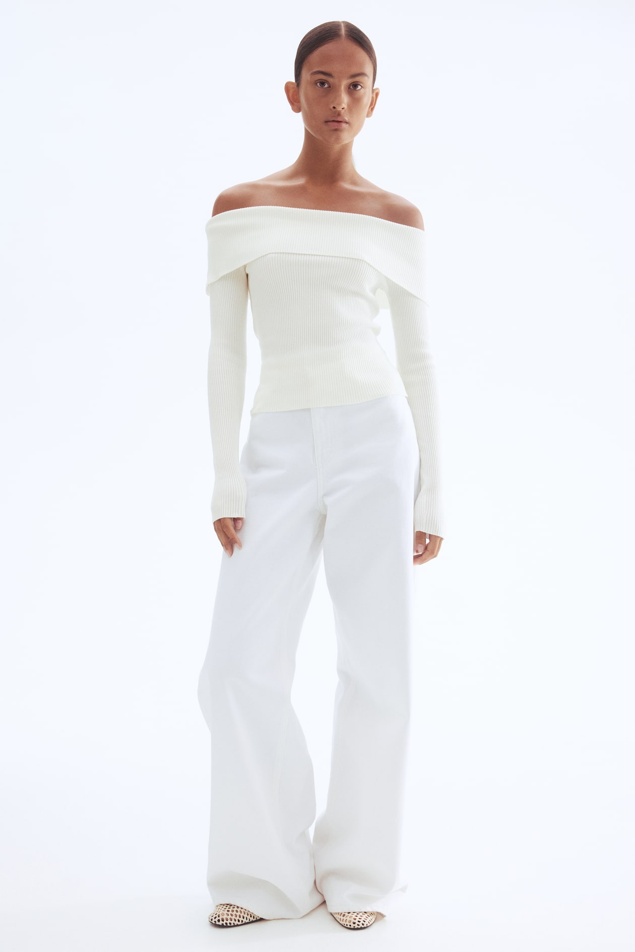 Rib-knit Off-the-shoulder Top - image 3