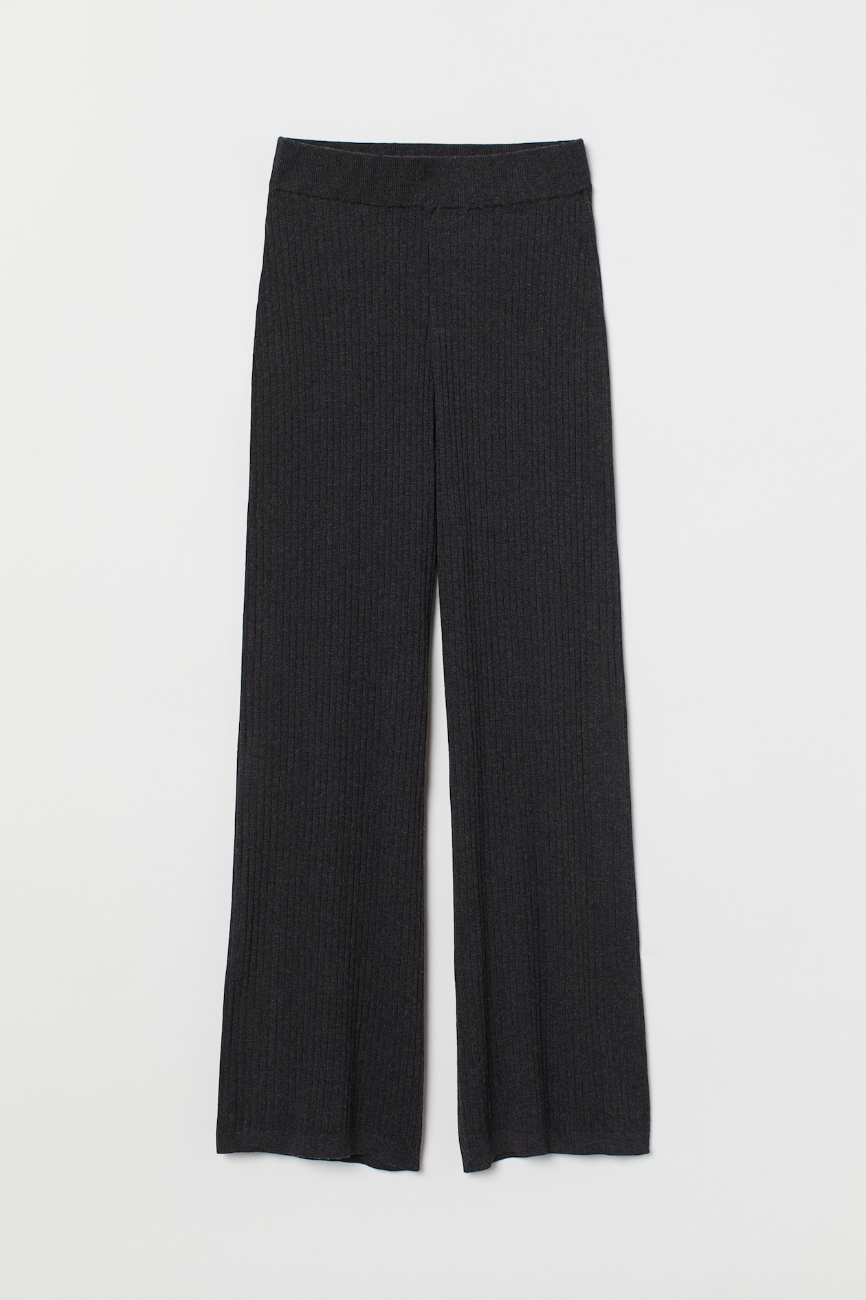 Rib-knit trousers - High waist - Dark grey marl - Ladies | H&M GB