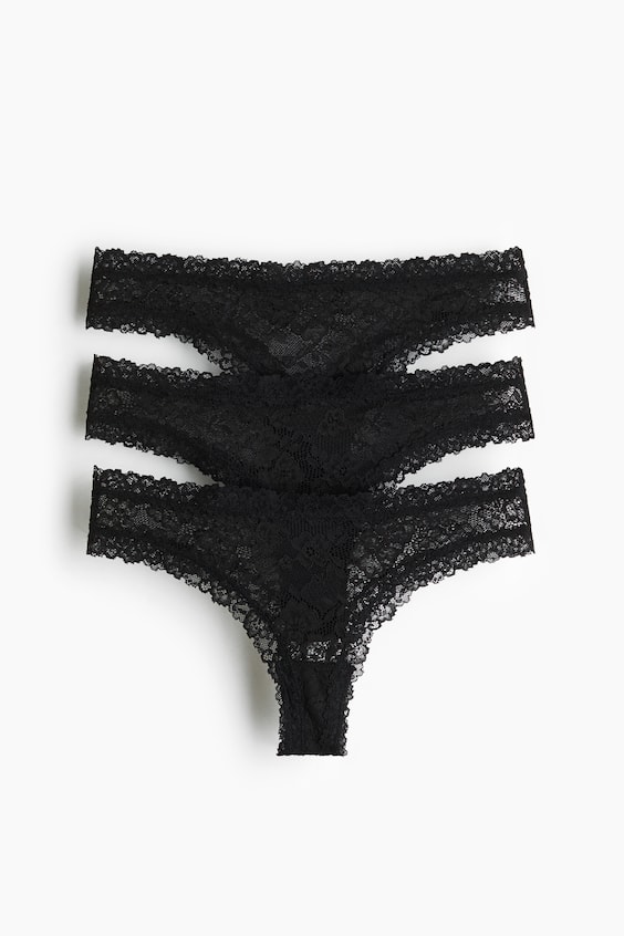Женские трусы-бразилиана H&M кружевные, 3 шт