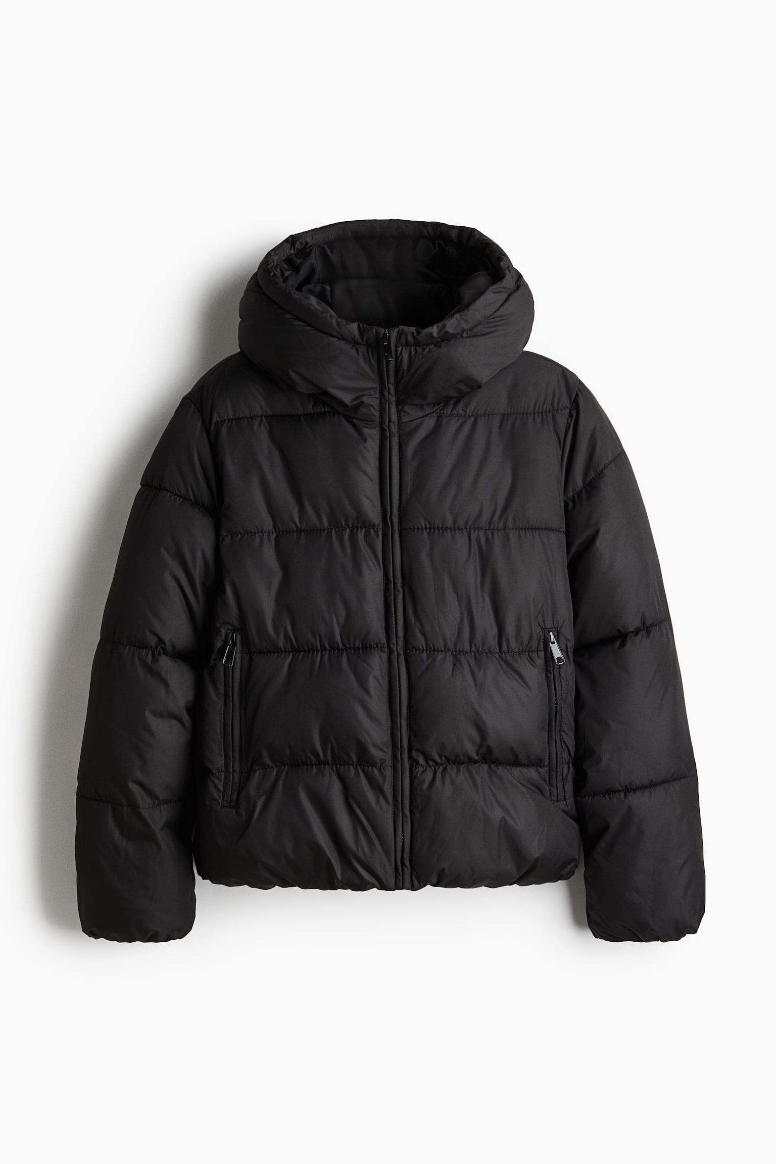 Hooded puffer jacket - Black - 2