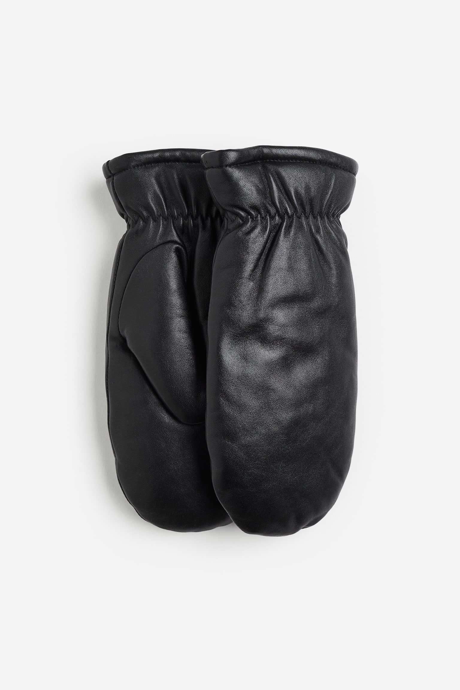 Leather mittens - Black - 1