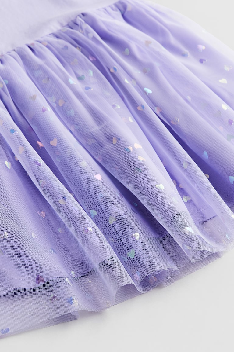 Tulle-skirt jersey dress
