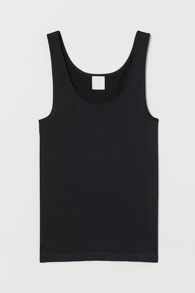 Seamless vest top - Sleeveless - Regular length - Black - Ladies | H&M GB