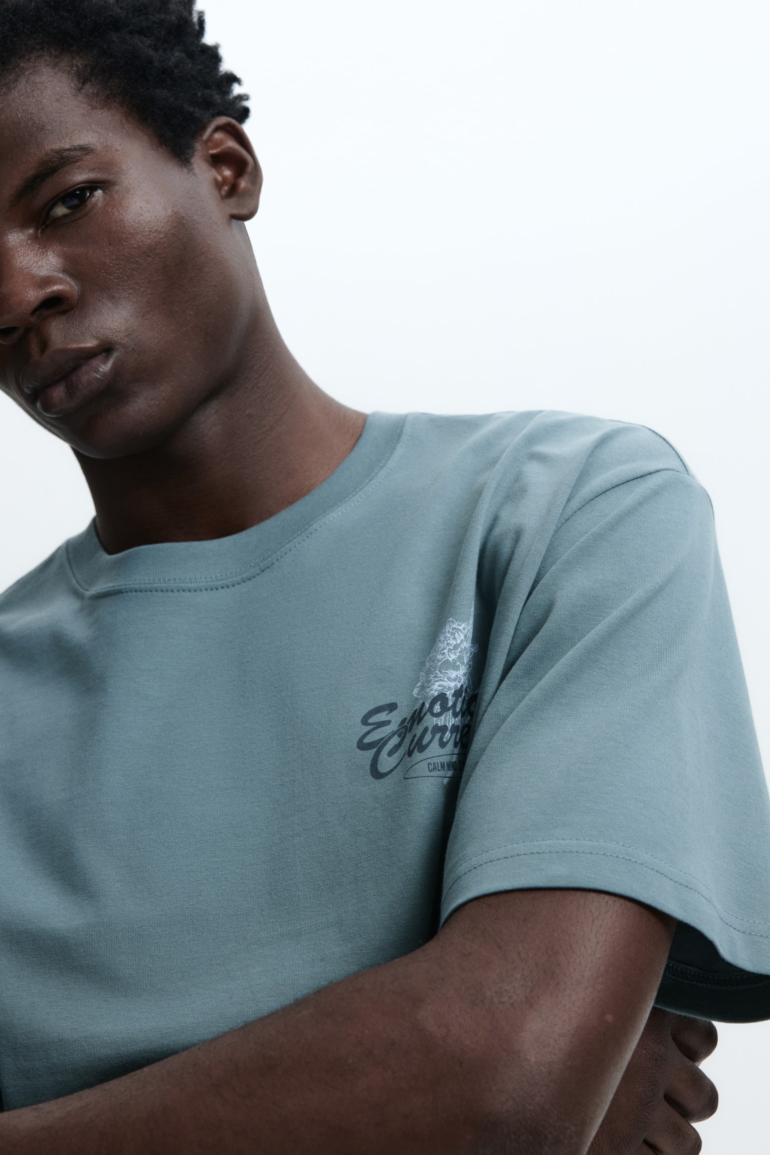 Loose Fit Printed T-shirt - Turquoise/Emotional Currents/Brown/Street Hoops/White/Next Level Ready/Light blue/Le Club Bleu/White/Pasta/Black/Lost Time/White/Greek Sardines/Light blue/Wickford Hills/Light blue/Vignaud/Brown/Adapt/White/beach/Light blue/Wasted Potential/Blue/Still Water - 5