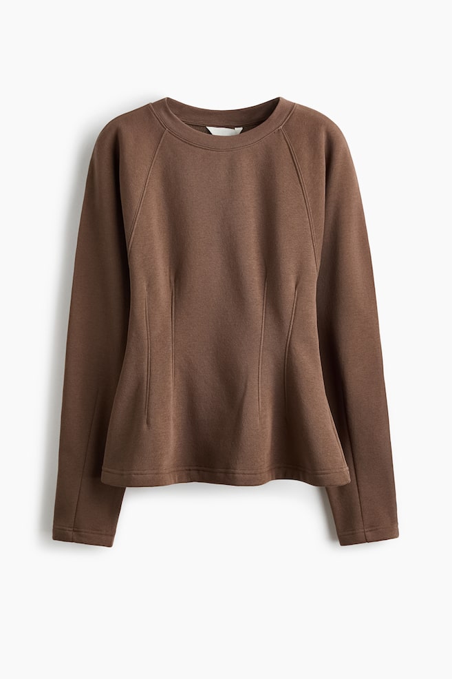 Tapered-Waist Sweatshirt - Dark taupe/Beige - 1
