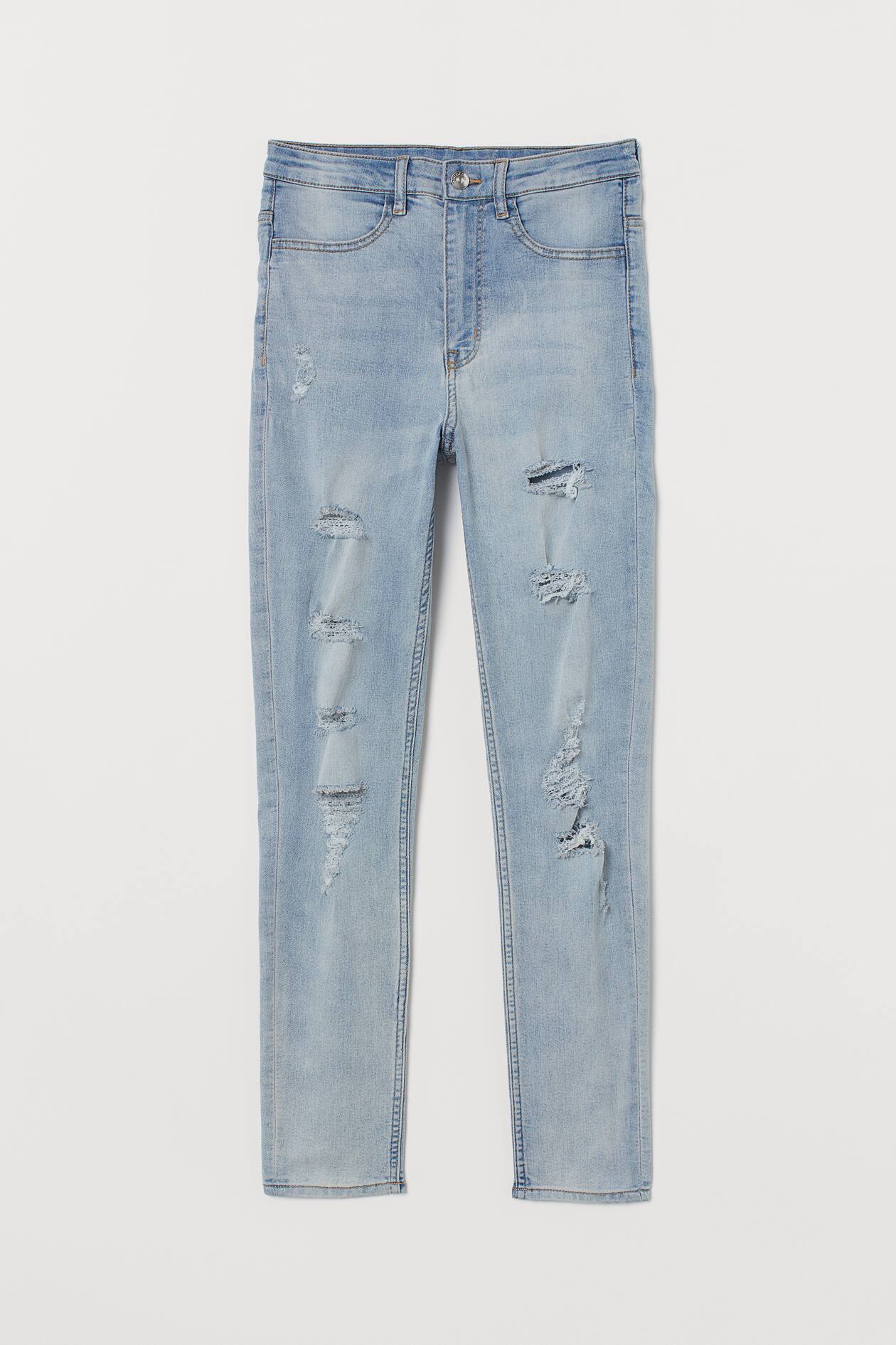 Super Skinny High Jeans Bleu denim clair/Trashed FEMME H&M BE