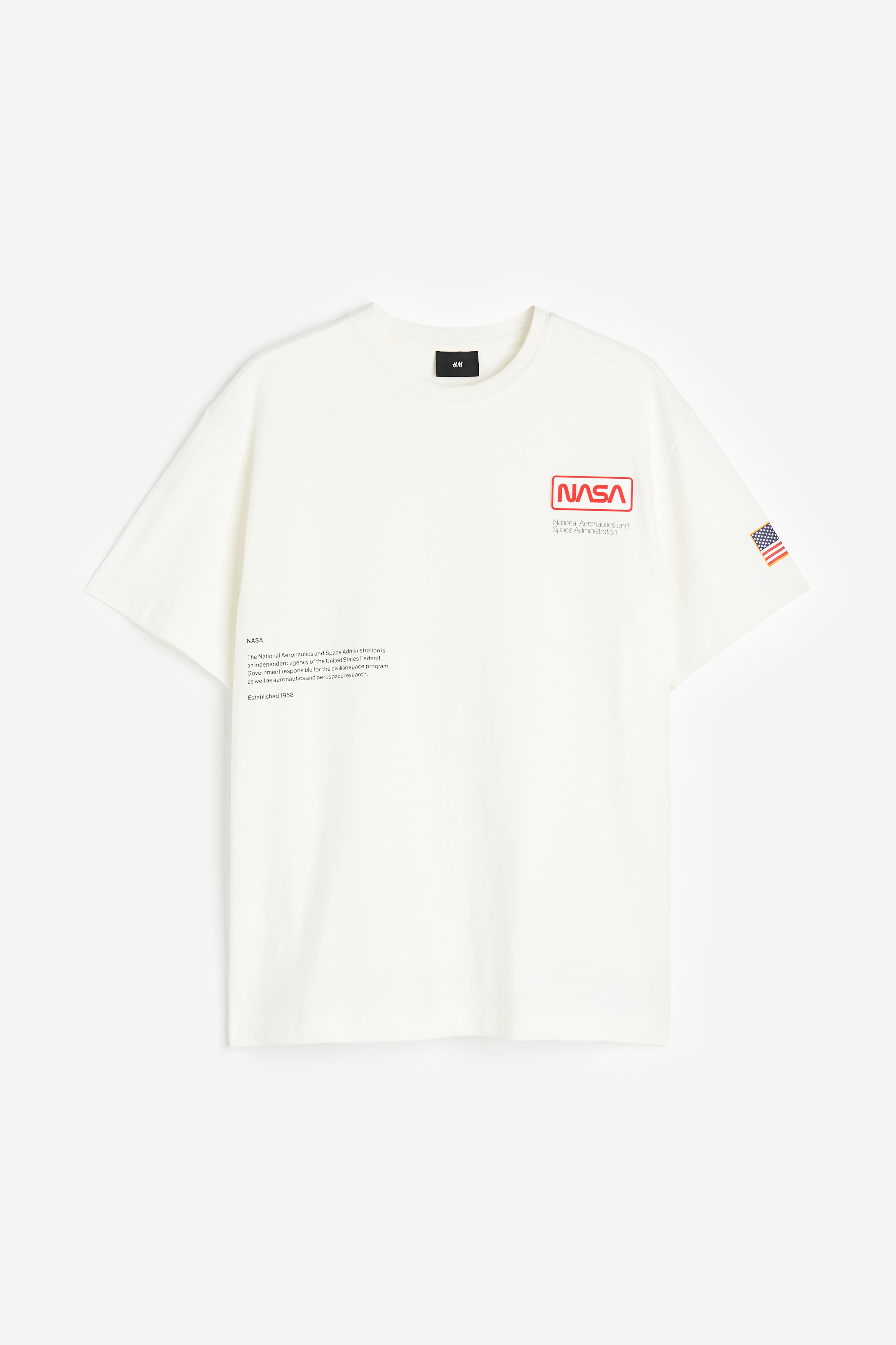 Loose Fit T shirt White NASA Men H M US