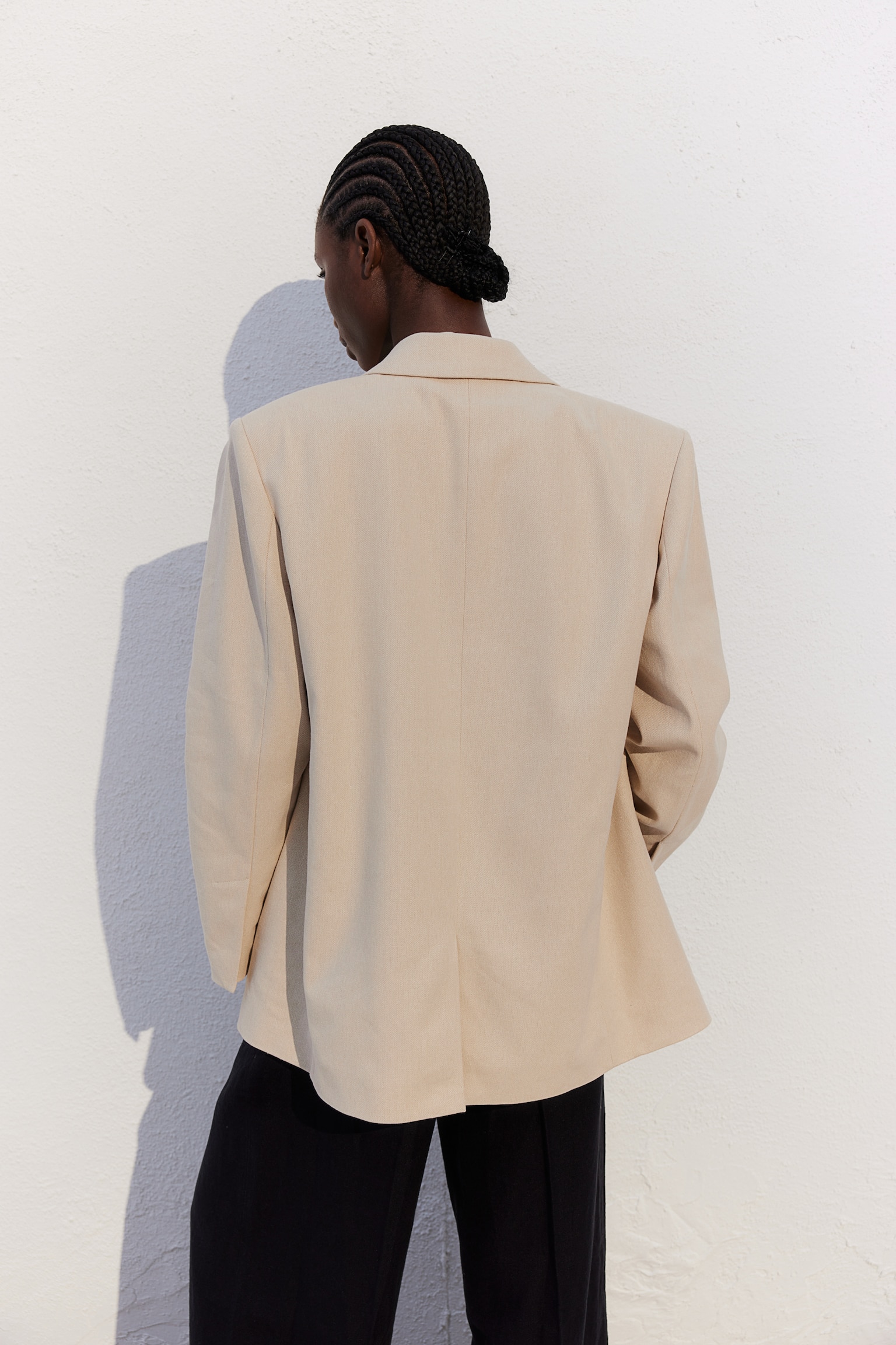 Oversized linen-blend blazer - Light beige - 6