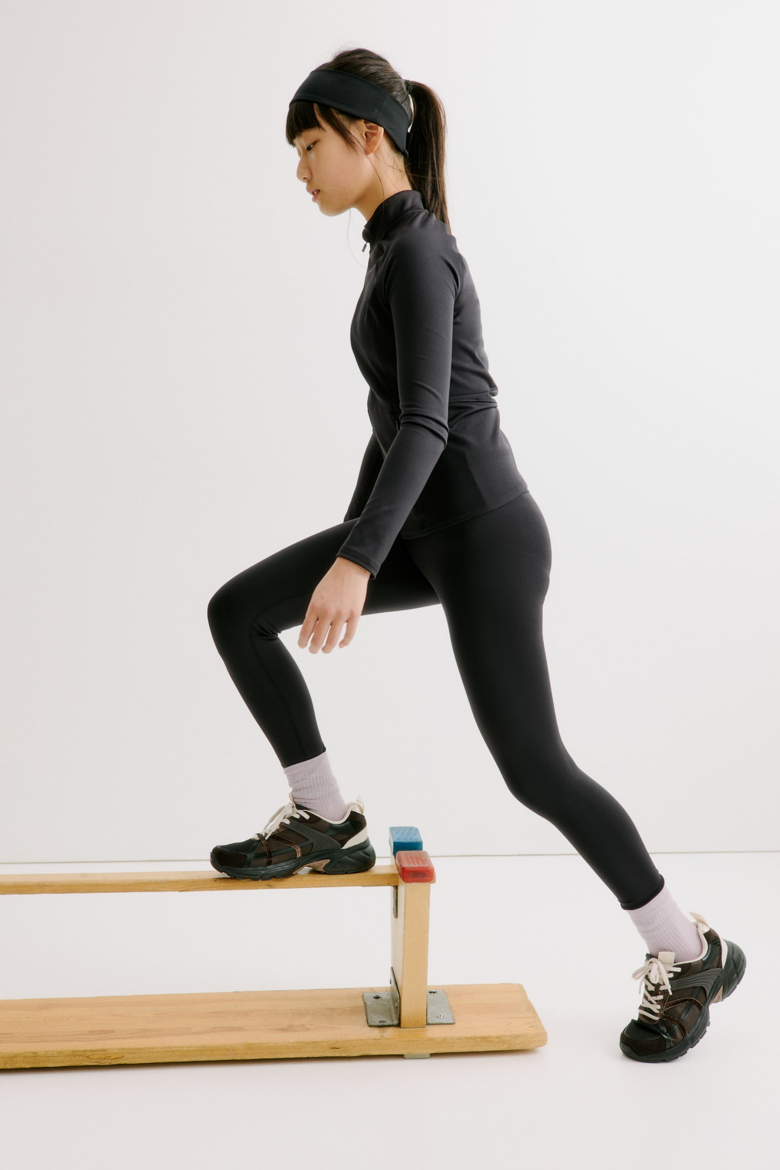 Αθλητικό κολάν με τεχνολογία DryMove™ - Μαύρο/Γκριζογάλανο/Ροζ - 4